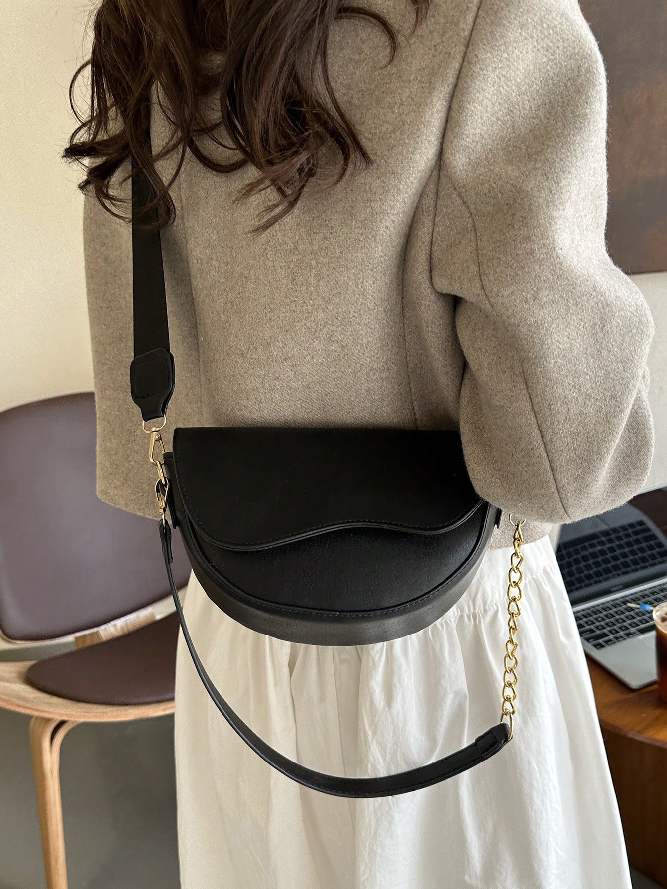 1pc Fashionable Solid Color Simple Flip Design Mini Shoulder Bag Suitable For Womens Daily Use Dating Gifts SHEIN EUR main 4