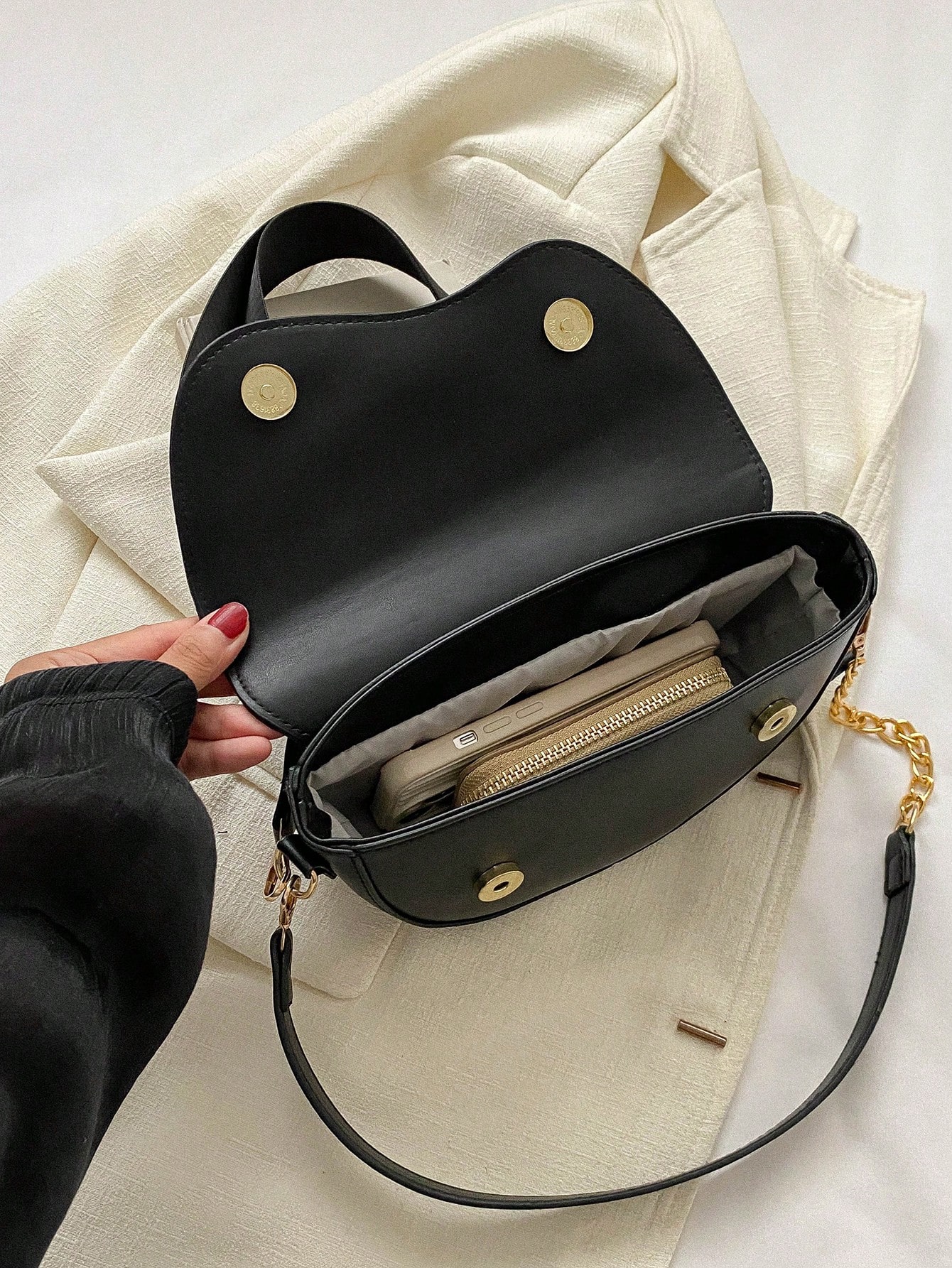 1pc Fashionable Solid Color Simple Flip Design Mini Shoulder Bag Suitable For Womens Daily Use Dating Gifts SHEIN EUR main 5