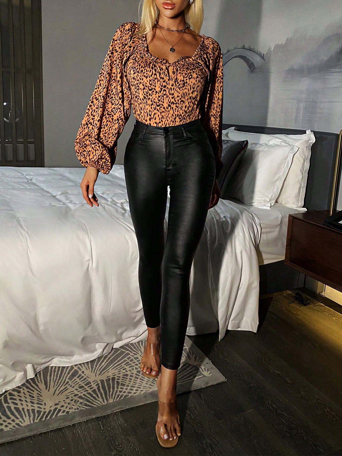 Apperloth A High Waist PU Leather Skinny Pants SHEIN EUR main 3