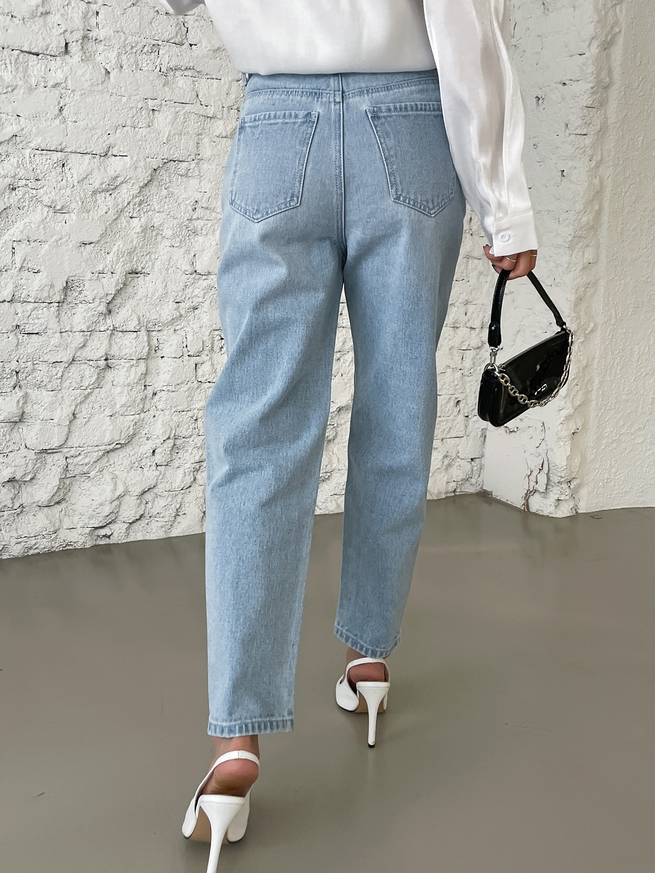 DAZY High Waist Embroidered Detail Tapered Pants SHEIN EUR main 1