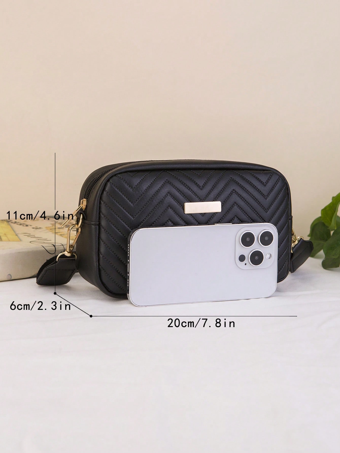 Mini Chevron Metal Detail Square Bag Mini Fashion Quilted Crossbody Bag Trendy PU Shoulder Bag Womens Casual Handbag Phone Purse SHEIN EUR main 2