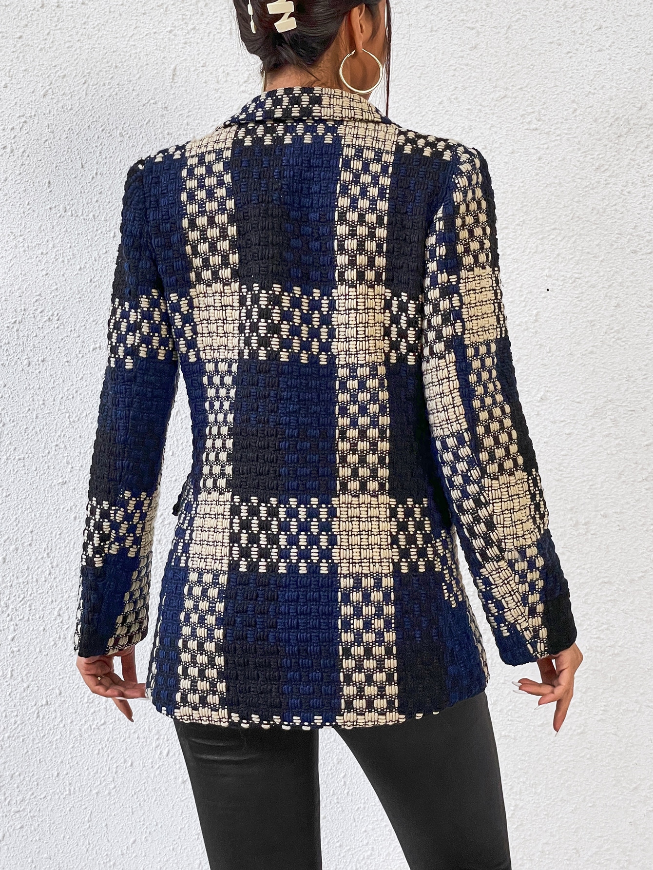 SHEIN BIZwear Plaid Print Lapel Neck Blazer Workwear SHEIN EUR main 1