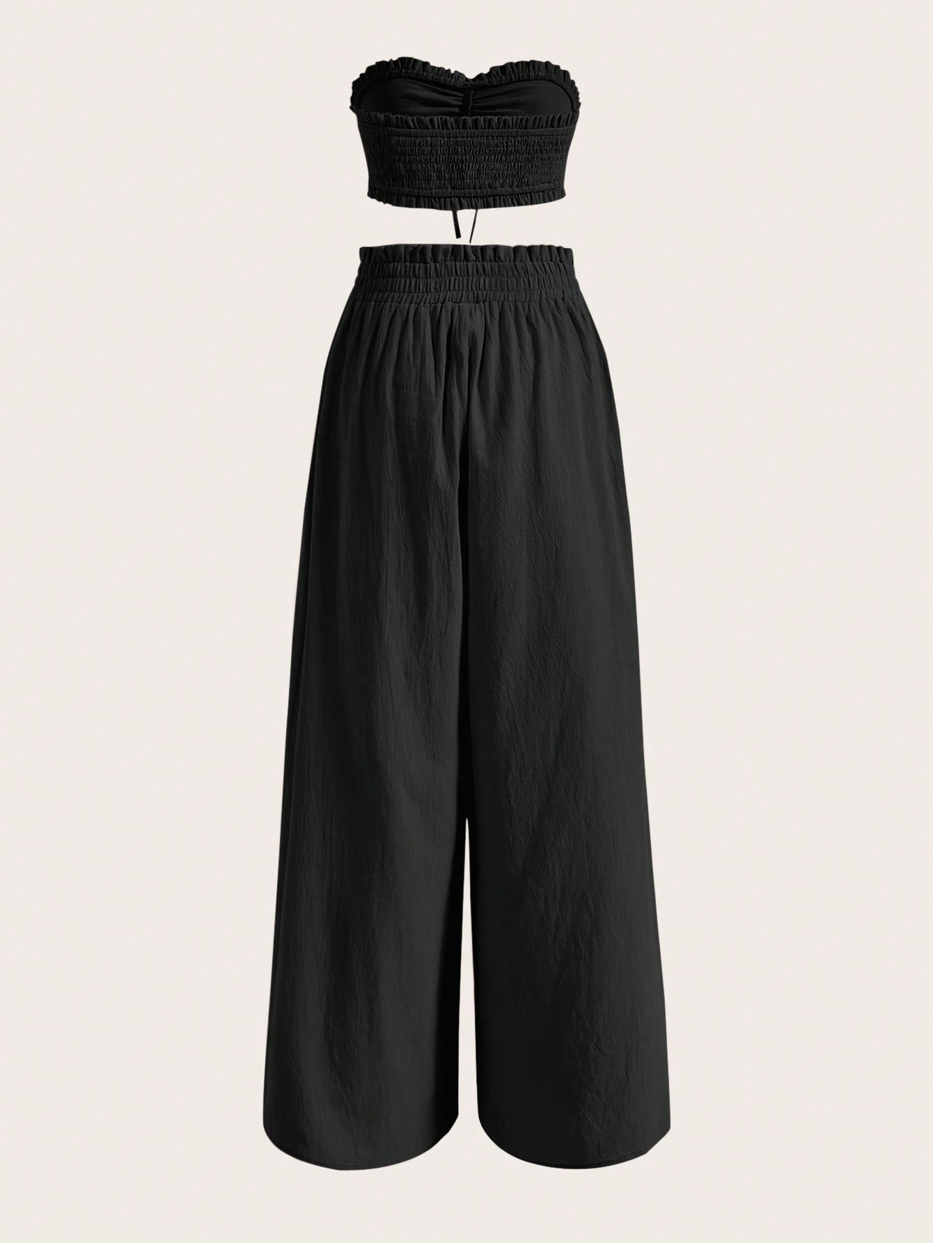 SHEIN EZwear Drawstring Front Tube Top Wide Leg Pants SHEIN EUR main 1