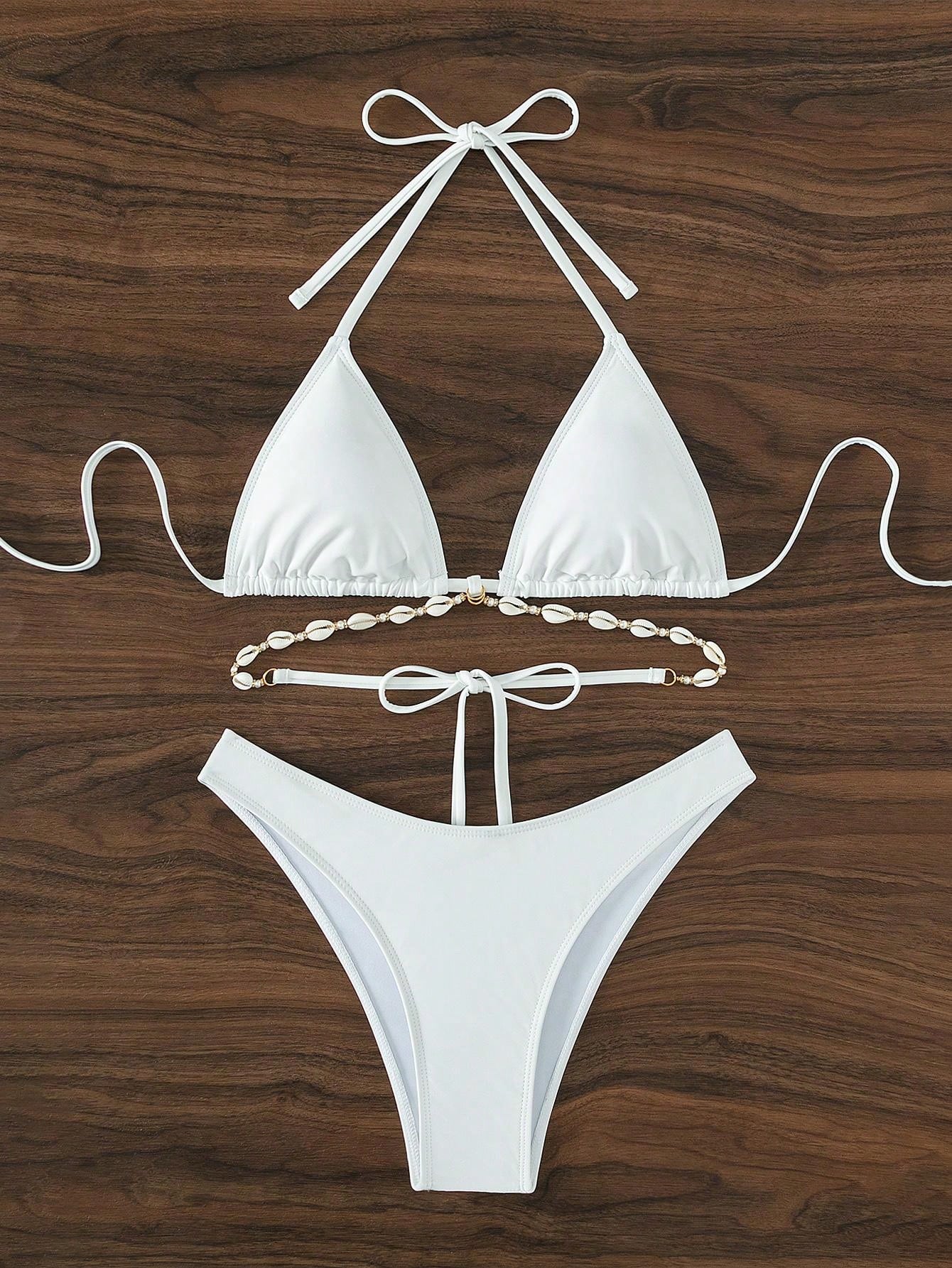 Triangle Bikini Swimsuit Set Decorated With Seashell SHEIN EUR main 7