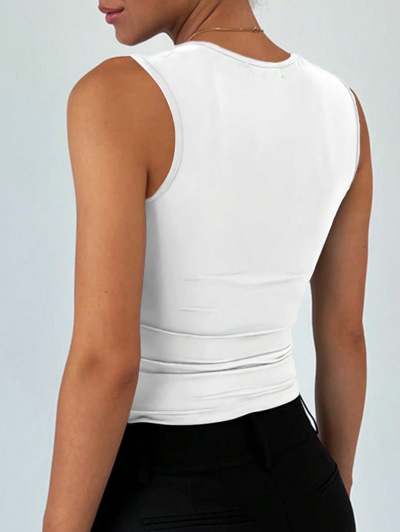 Women Summer Fashion Square Neck Solid Color All Match Tank Top SHEIN EUR main 1