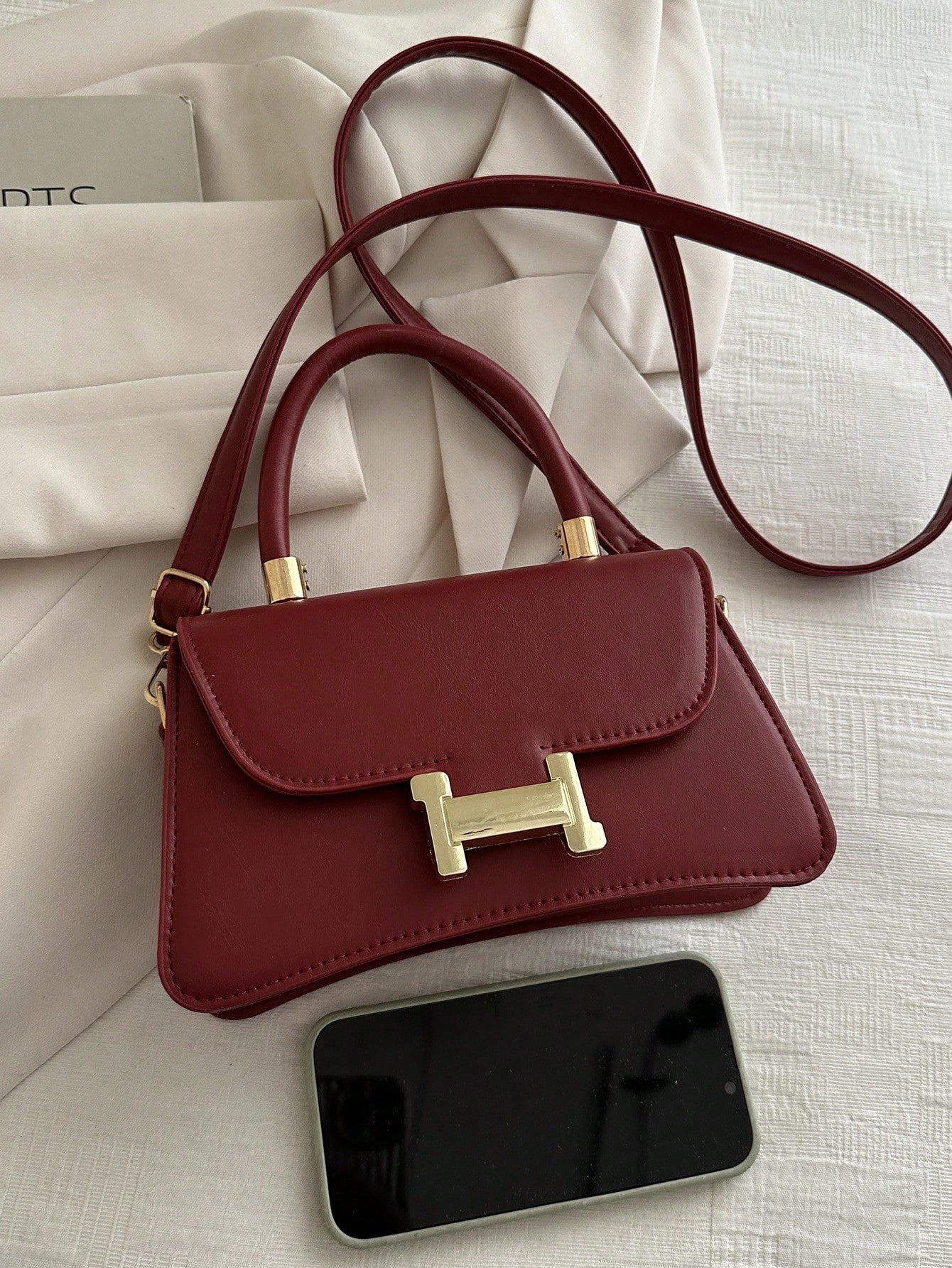 2024 New Trendy High End Crossbody Small Square Bag SpringSummer Fashionable Shoulder Bag With Solid Color Gold Buckle Design SHEIN EUR main 6