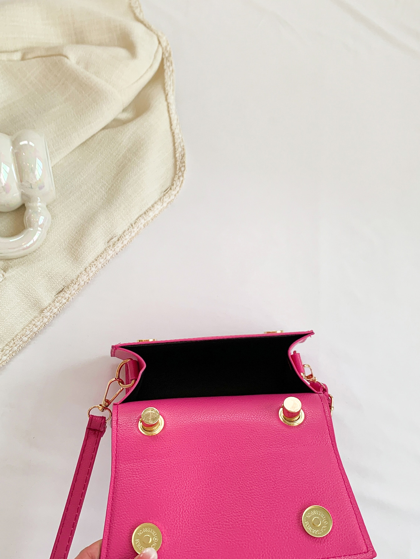 Mini Flap Square Bag Knot Decor Handle Neon Pink SHEIN EUR main 4