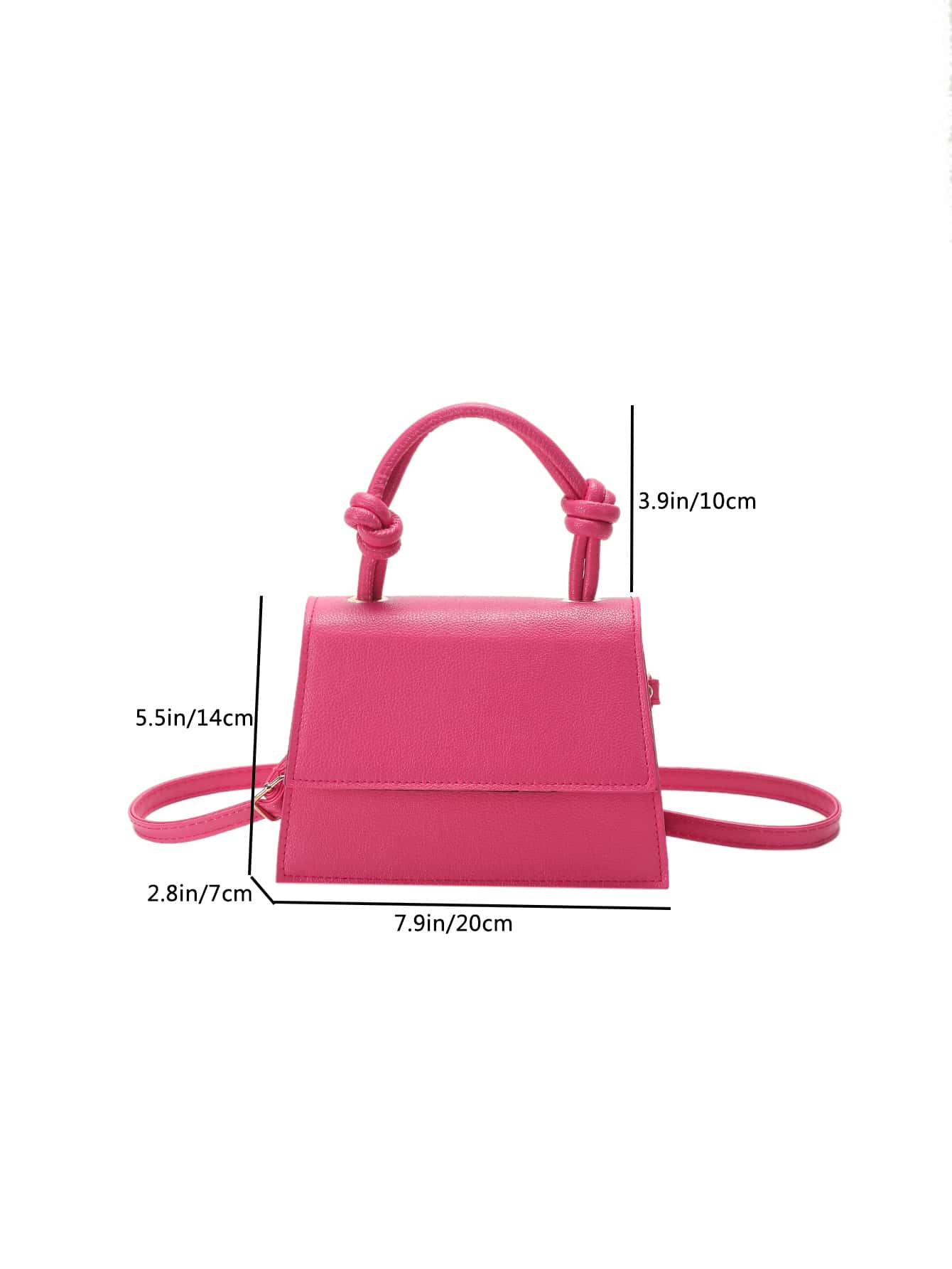 Mini Flap Square Bag Knot Decor Handle Neon Pink SHEIN EUR main 5