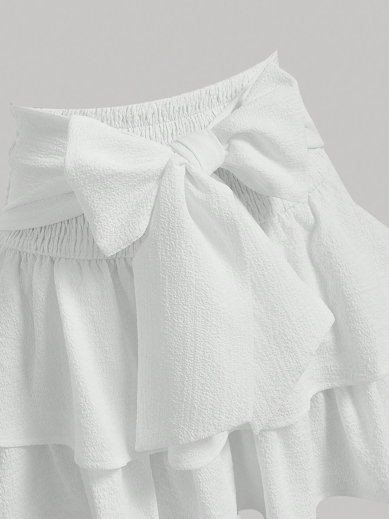 SHEIN MOD Women White Tied Butterflies Multilayered Cake Hem Summer Skirt SHEIN EUR main 3