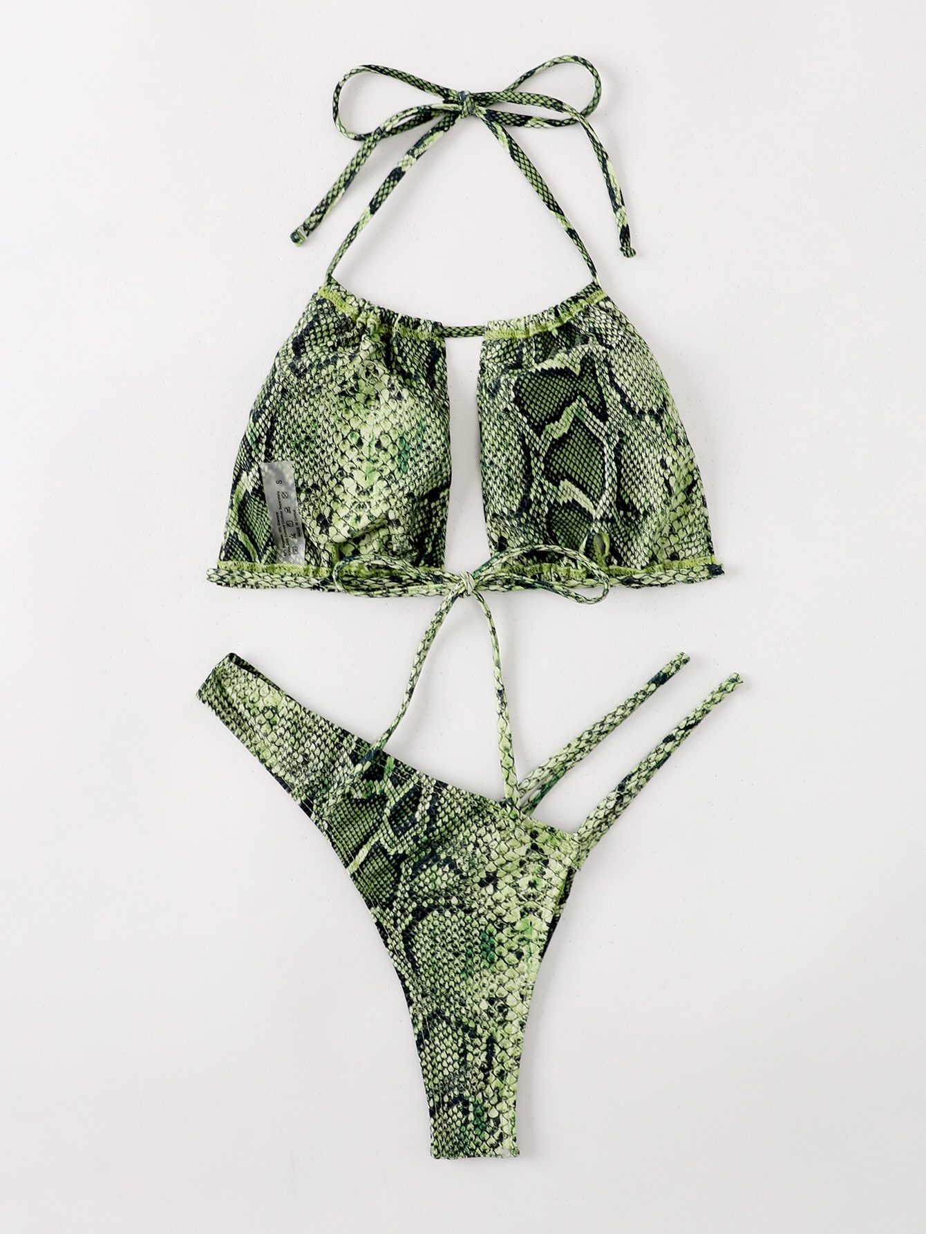 SHEIN Swim Summer Beach Snakeskin Print Halter High Cut Bikini SHEIN EUR main 1
