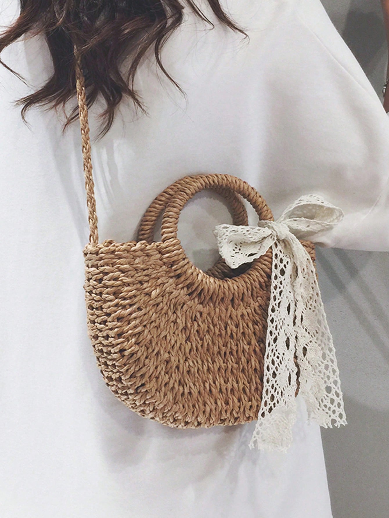 2024 New Fashionable Woven ShoulderSlant CrossbodyBag With Fresh StyleBeach Essentials Summer Essentials Women Bags For Vacation Holiday Trendy Wicker Bag SHEIN EUR main 0