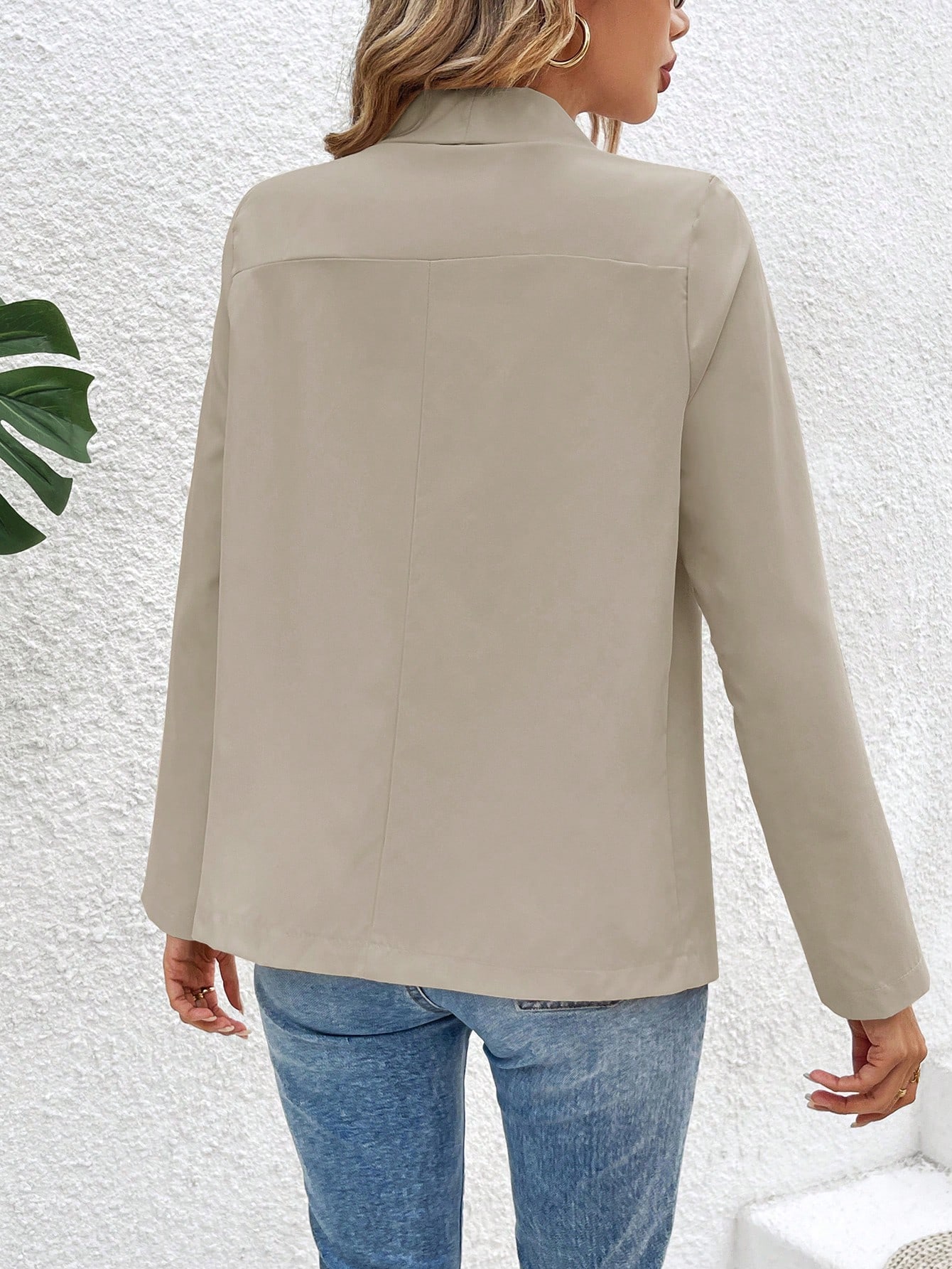 SHEIN Essnce SpringSummer Casual Solid Color Shawl Collar Ruched Sleeve Blazer SHEIN EUR main 1