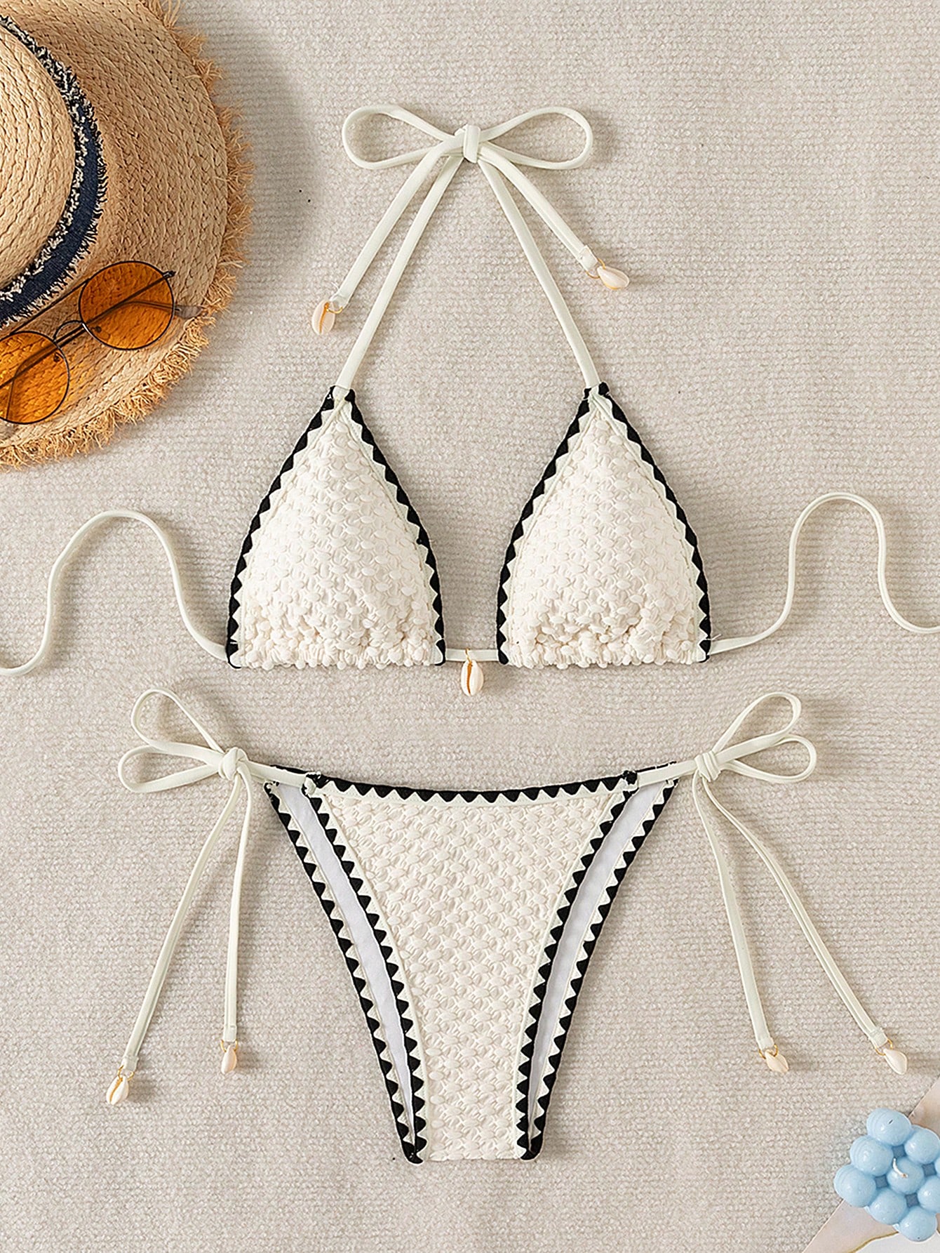 SHEIN Swim Mod Ladies Halter Neck Summer Beach Swimwear Set Fashionable Bra And Tie Side Bikini Bottoms Separate Bikini SHEIN EUR main 0