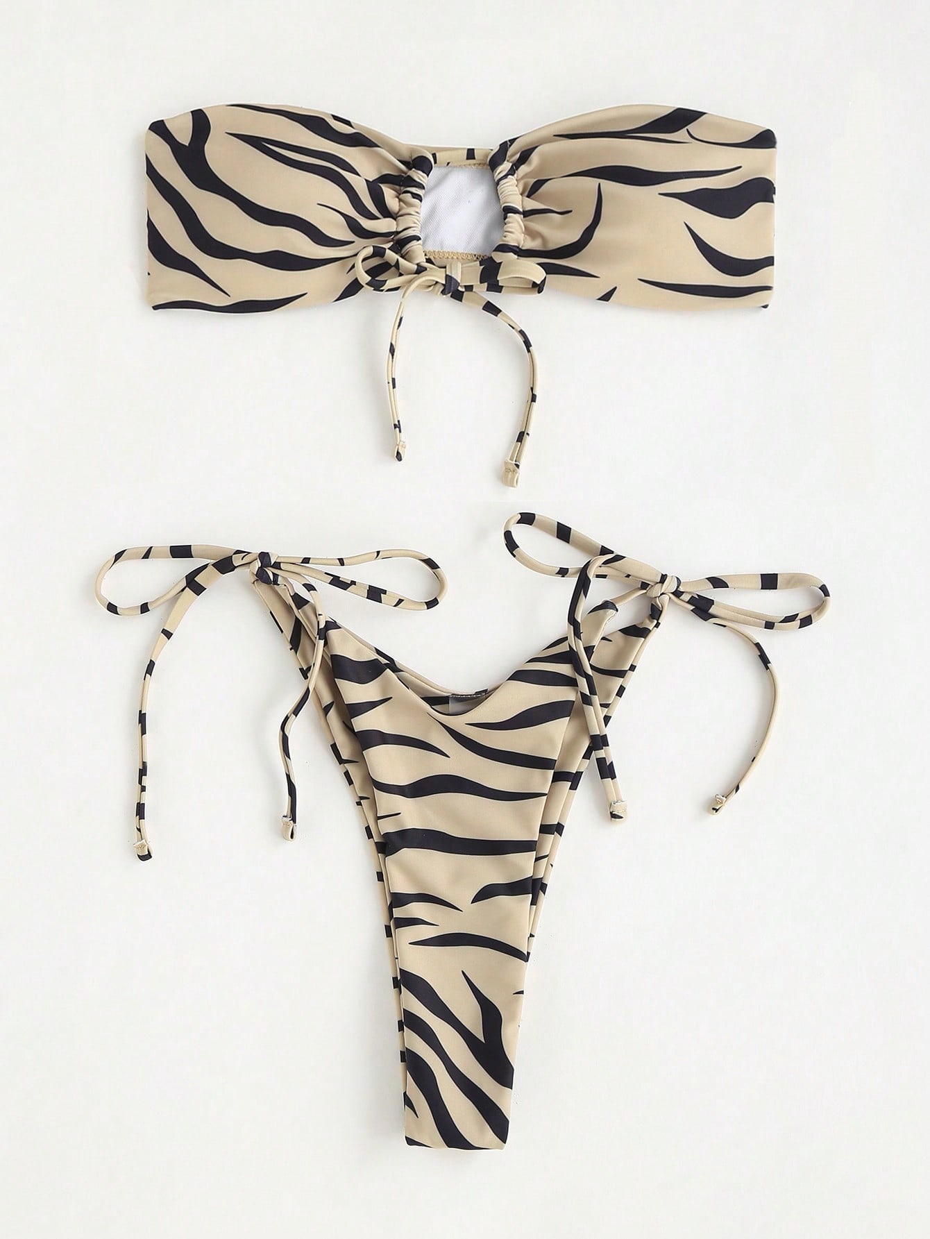 SHEIN Swim Summer Beach Zebra Stripe Bandeau Tie Side Bikini Set SHEIN EUR main 0