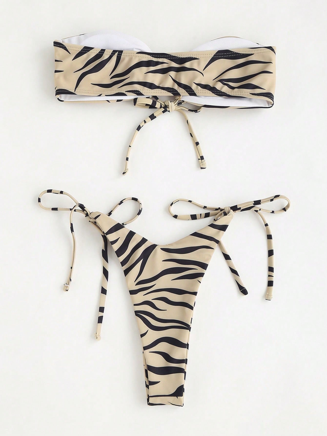 SHEIN Swim Summer Beach Zebra Stripe Bandeau Tie Side Bikini Set SHEIN EUR main 1