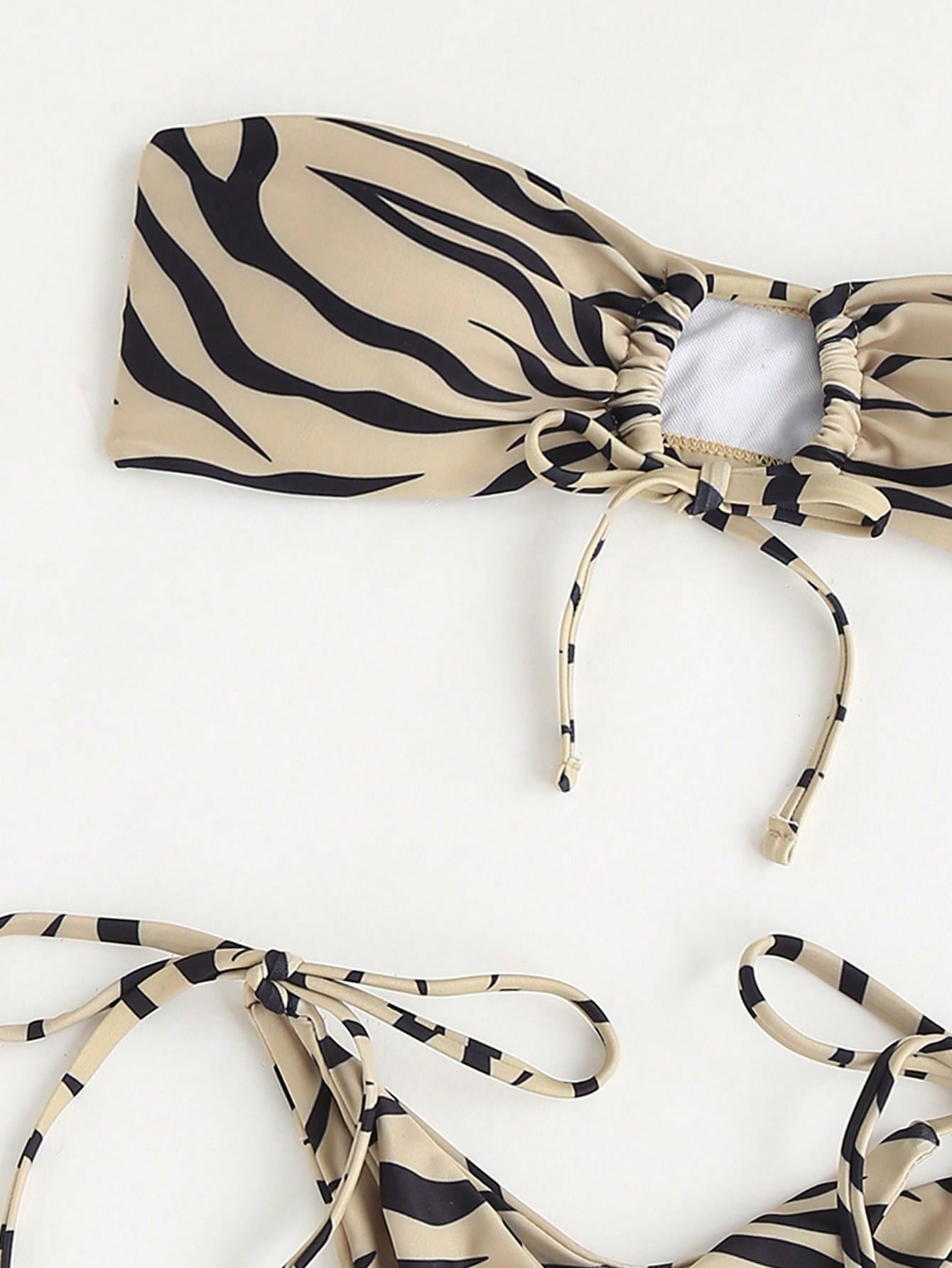 SHEIN Swim Summer Beach Zebra Stripe Bandeau Tie Side Bikini Set SHEIN EUR main 3