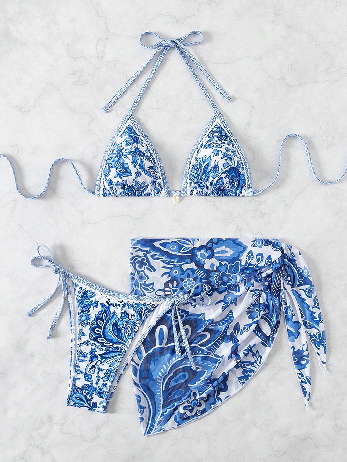 SHEIN VCAY Summer Beach 3pcsSet Womens Random Printed Bikini Set SHEIN EUR main 3