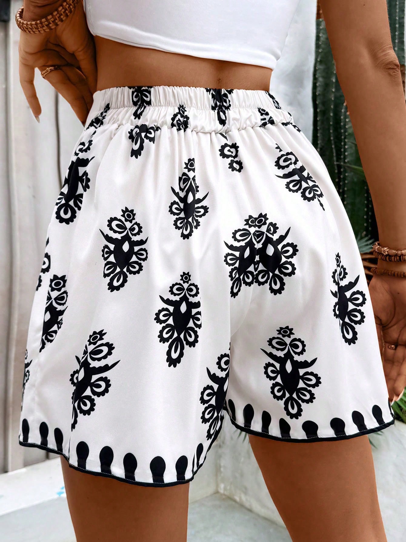 SHEIN VCAY Womens All Over Print Belted Summer Holiday Casual Shorts SHEIN EUR main 1