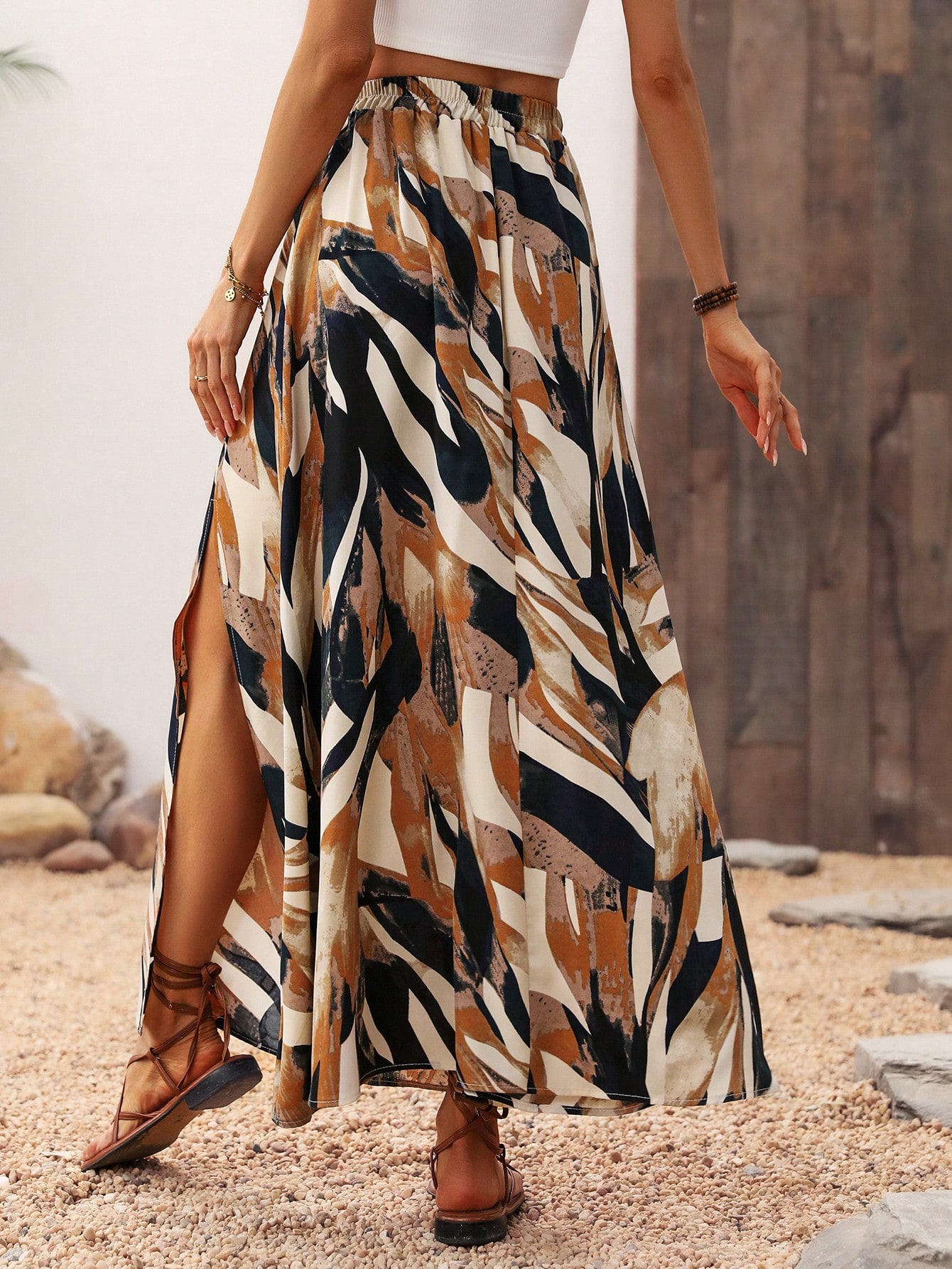 SHEIN VCAY Womens Full Printed High Slit Hem Skirt SHEIN EUR main 1