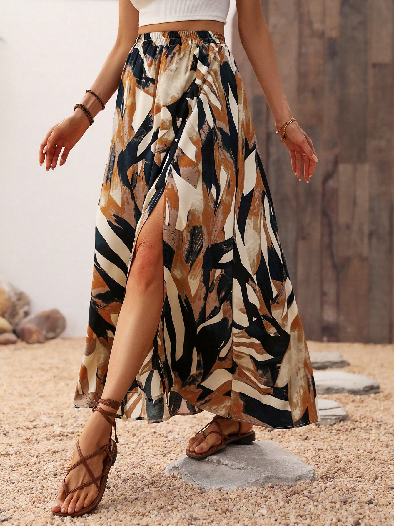 SHEIN VCAY Womens Full Printed High Slit Hem Skirt SHEIN EUR main 4
