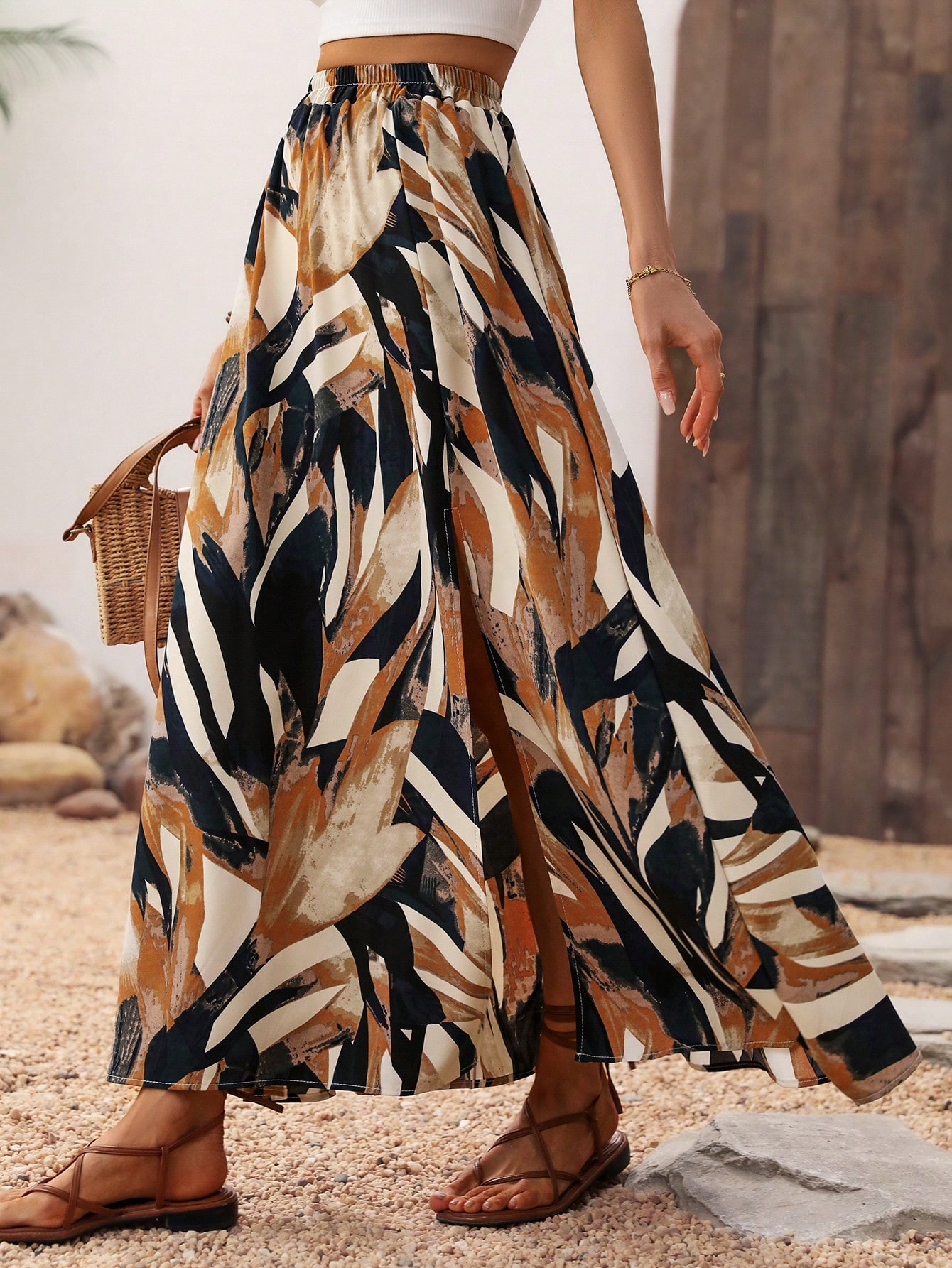SHEIN VCAY Womens Full Printed High Slit Hem Skirt SHEIN EUR main 5