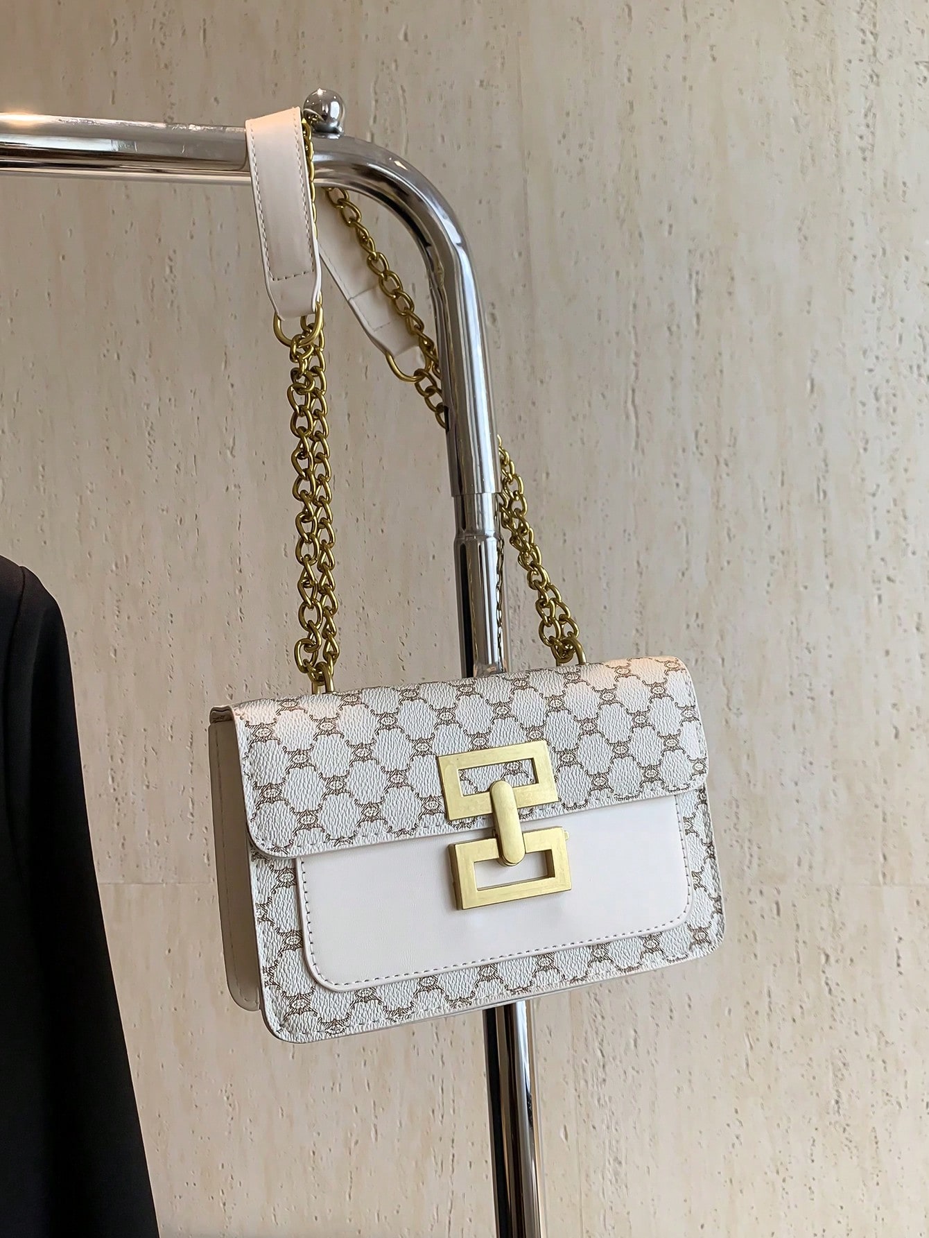 Vintage Floral Single Shoulder Chain Bag For Girls New Fashion Women Square Bag Classic Bag Gold Tone Metal Lock Versatile Flower Material Suitable For Beautiful Ladies With Good Elegant SHEIN EUR main 1