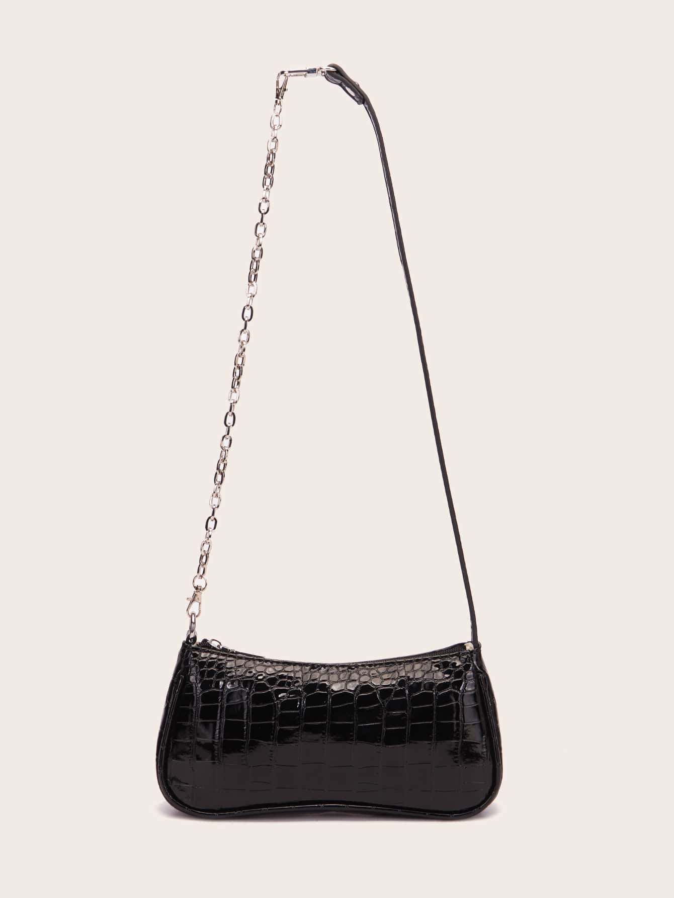 Chain Decor Crocodile Embossed Bag SHEIN EUR main 2