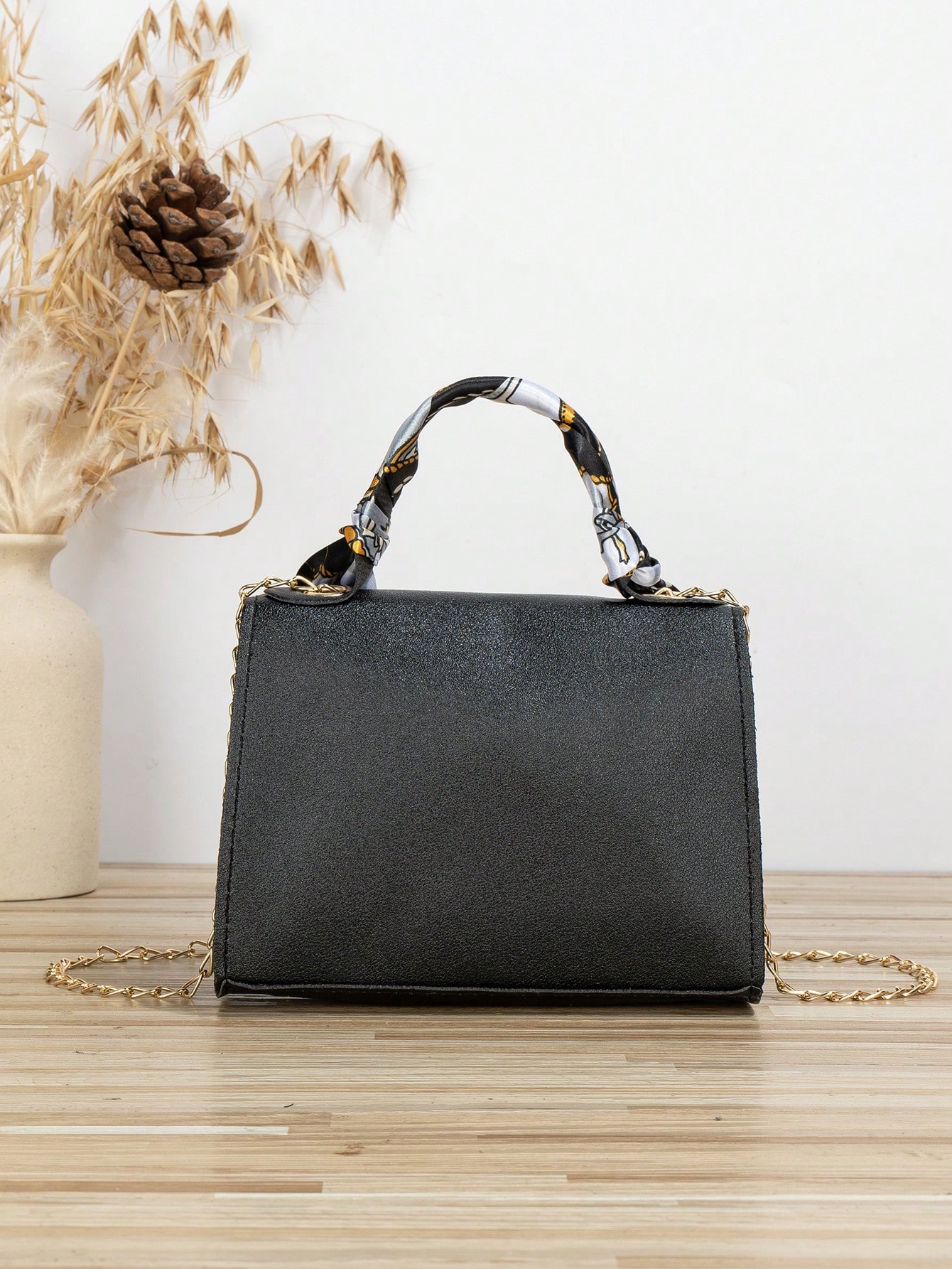 Chain Lock Decorated Chiffon Scarf Tote Shoulder Bag For Daily Commute SHEIN EUR main 2