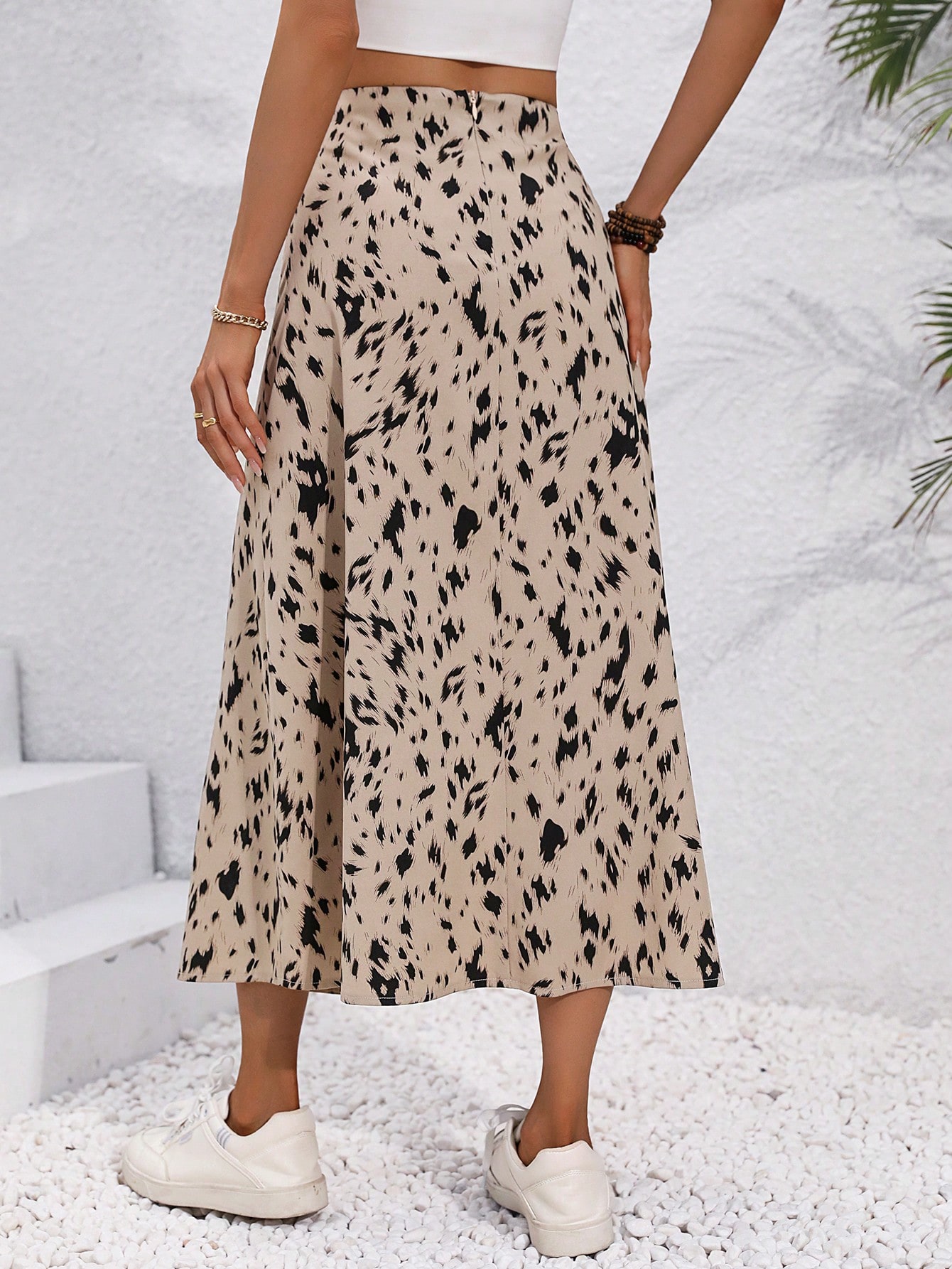 SHEIN Frenchy A Line High Slit Printed Skirt SHEIN EUR main 1