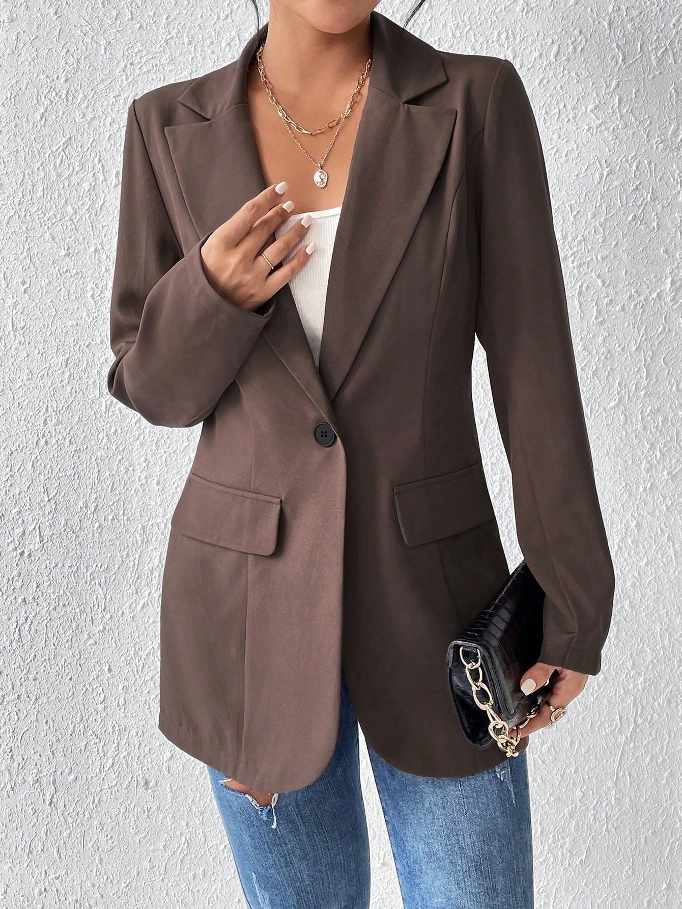 SHEIN Frenchy Solid Color Lapel Collar Suit Jacket SHEIN EUR main 2
