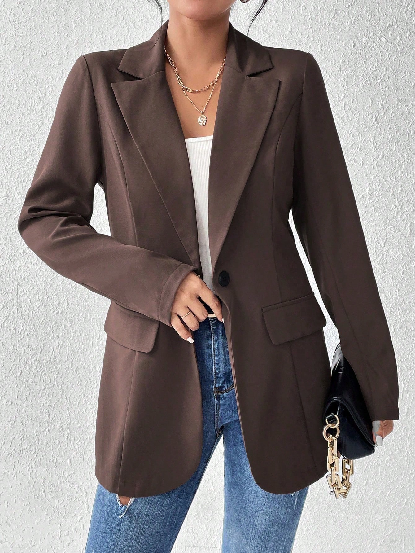 SHEIN Frenchy Solid Color Lapel Collar Suit Jacket SHEIN EUR main 3