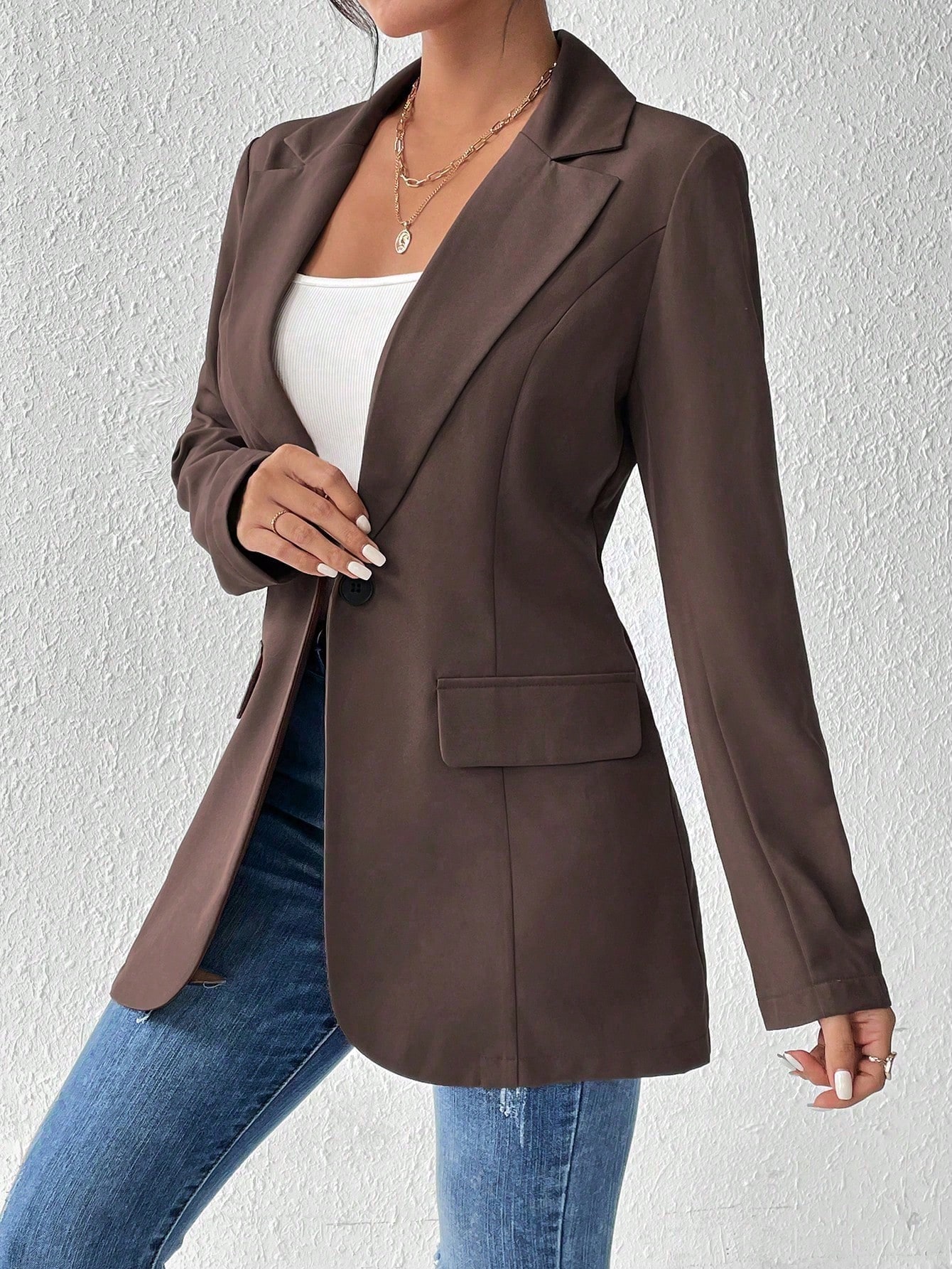 SHEIN Frenchy Solid Color Lapel Collar Suit Jacket SHEIN EUR main 5