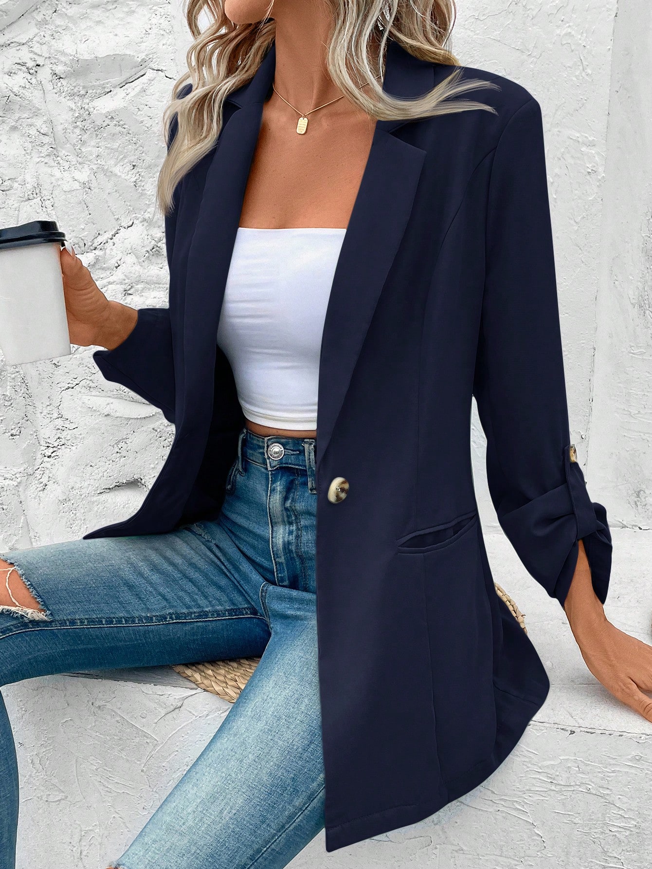 SHEIN Frenchy Womens Plain Color Simple Daily Casual Suit Back To School Clothes Fall Women Clothes Teacher Outfits 4th Of July Clothes Fall Shein Frenchy SHEIN EUR main 5
