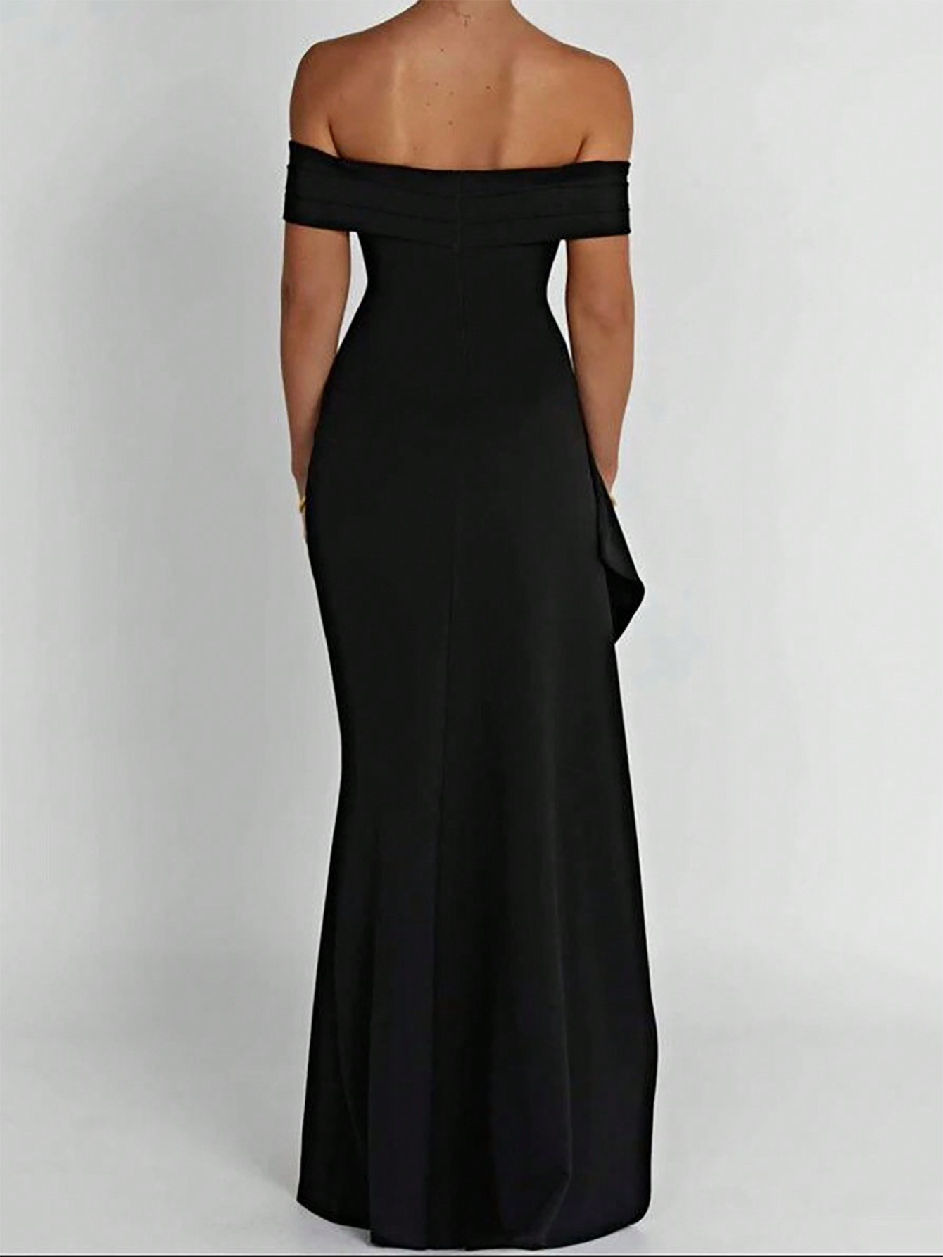 SHEIN Belle Womens Solid Color Off Shoulder High Slit Dress SHEIN EUR main 1