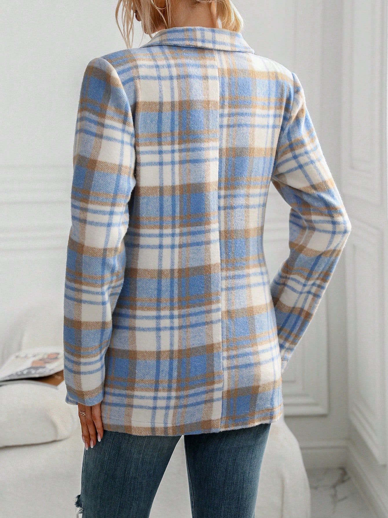 SHEIN Frenchy Womens Plaid Long Sleeve Suit Jacket SHEIN EUR main 1