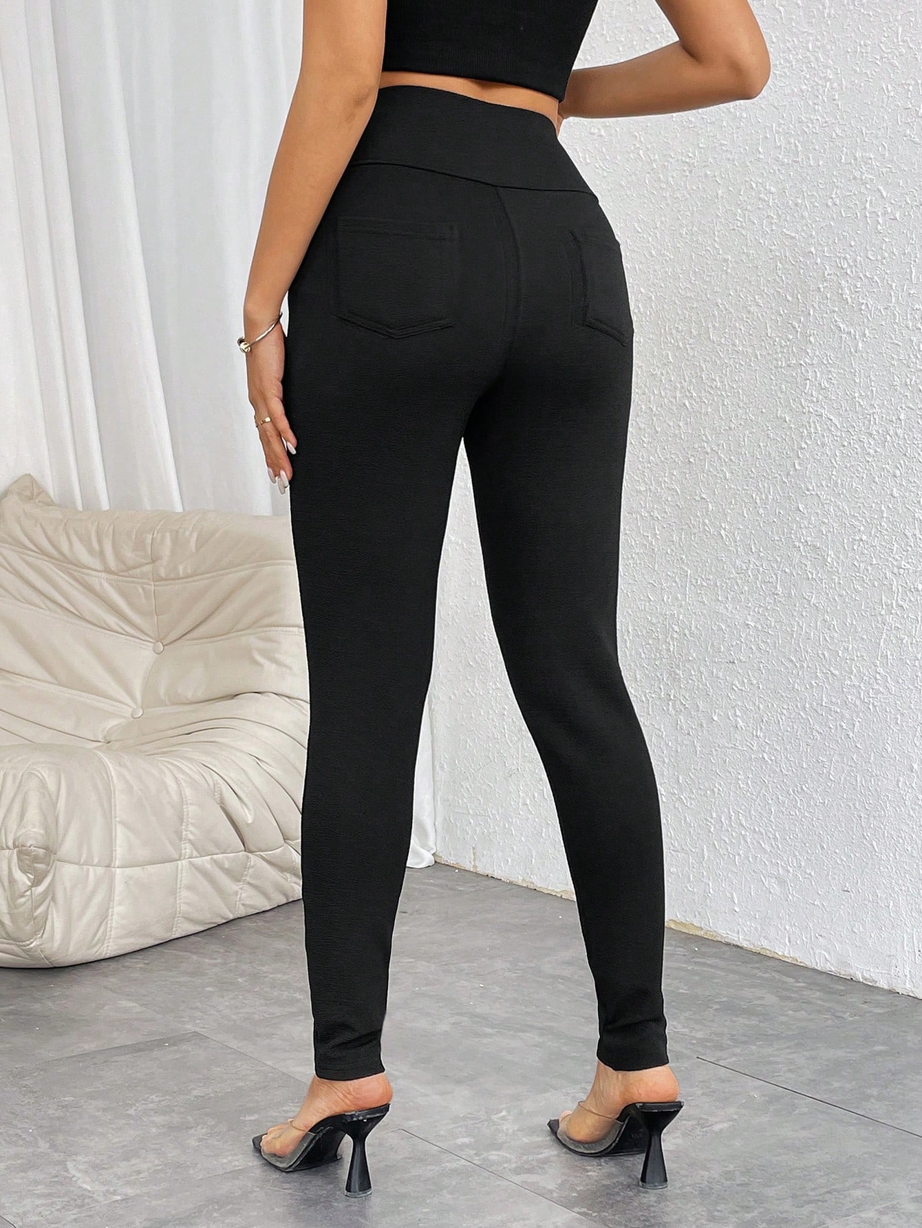 Firerie Womens High Waisted Buttons Zipper Decor Stretchy Skinny Pants SHEIN EUR main 2