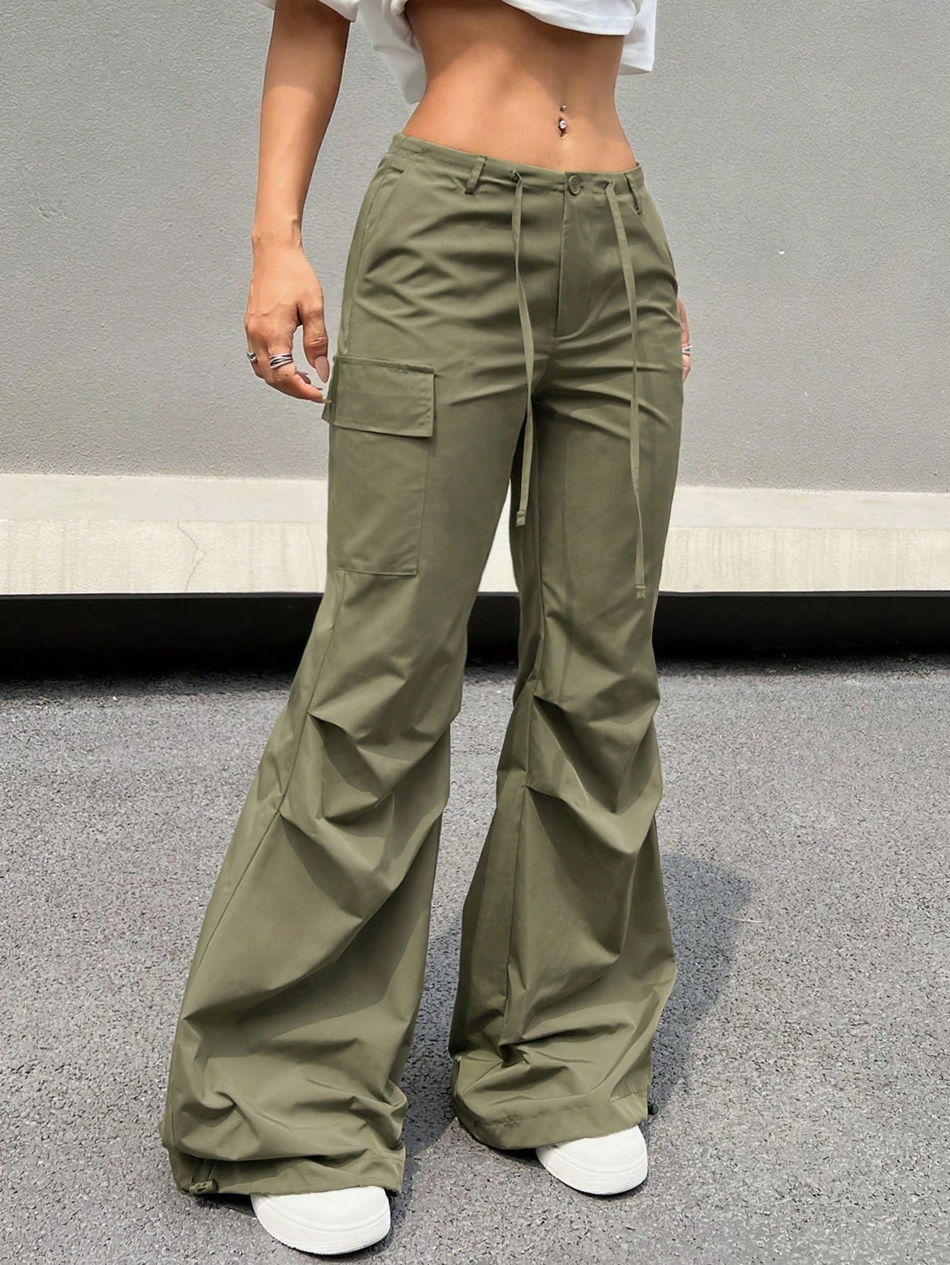 SHEIN EZwear Women Low Waist Bow Tie Belted Jogger Cargo Pants SHEIN EUR main 4