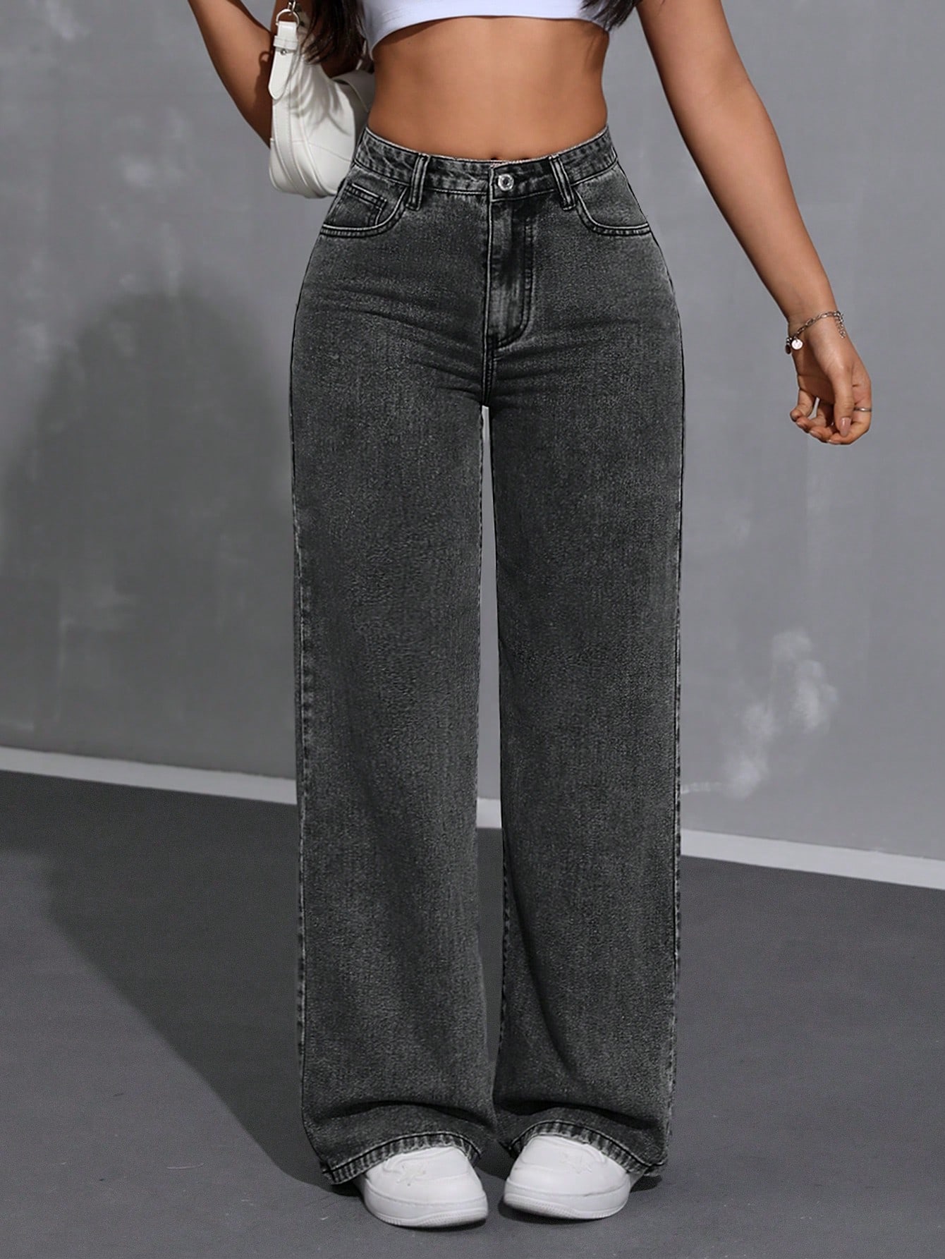 SHEIN EZwear Womens Wide Leg Loose Fit Casual Denim Pants With Pockets SHEIN EUR main 0