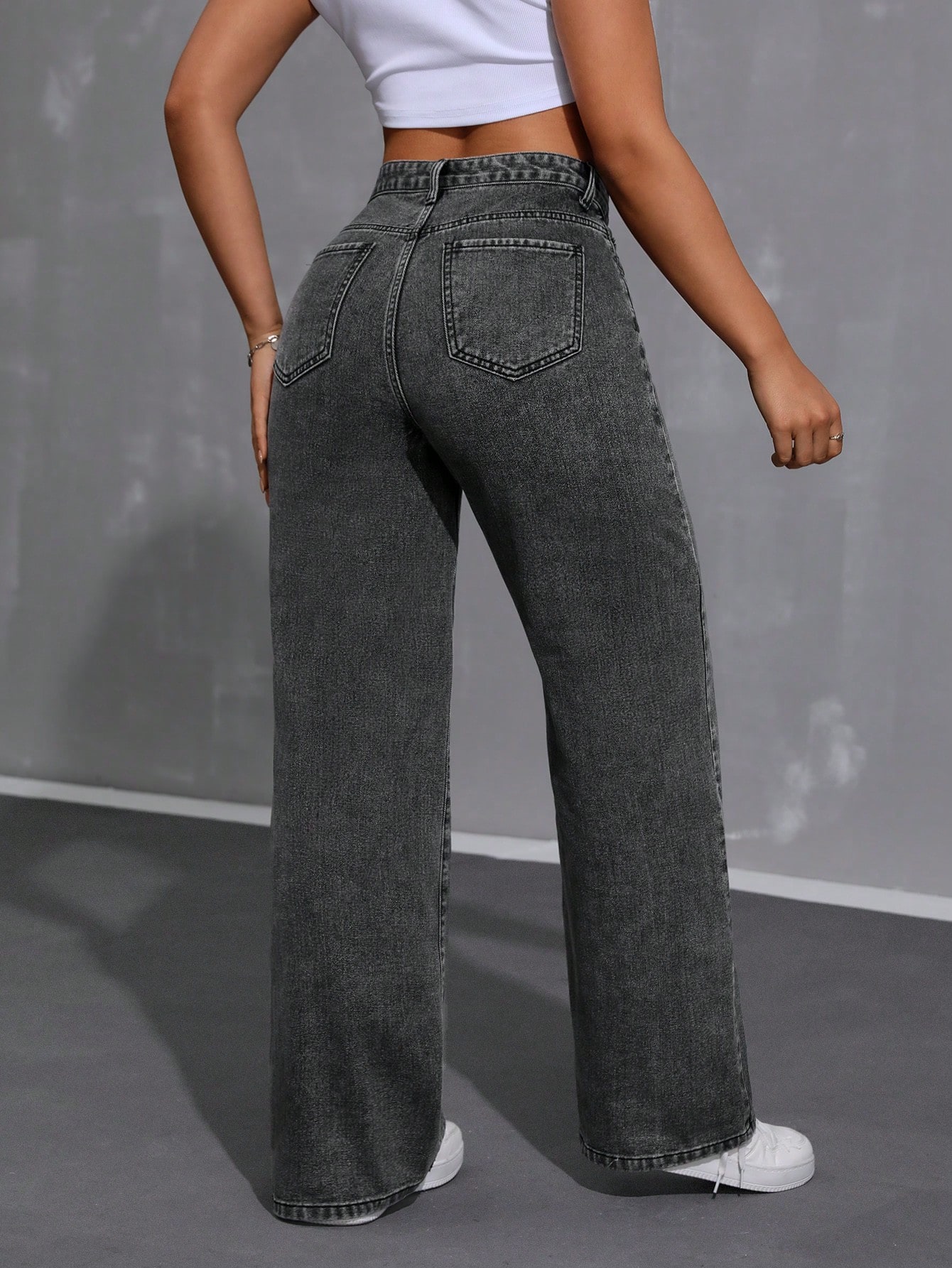 SHEIN EZwear Womens Wide Leg Loose Fit Casual Denim Pants With Pockets SHEIN EUR main 2