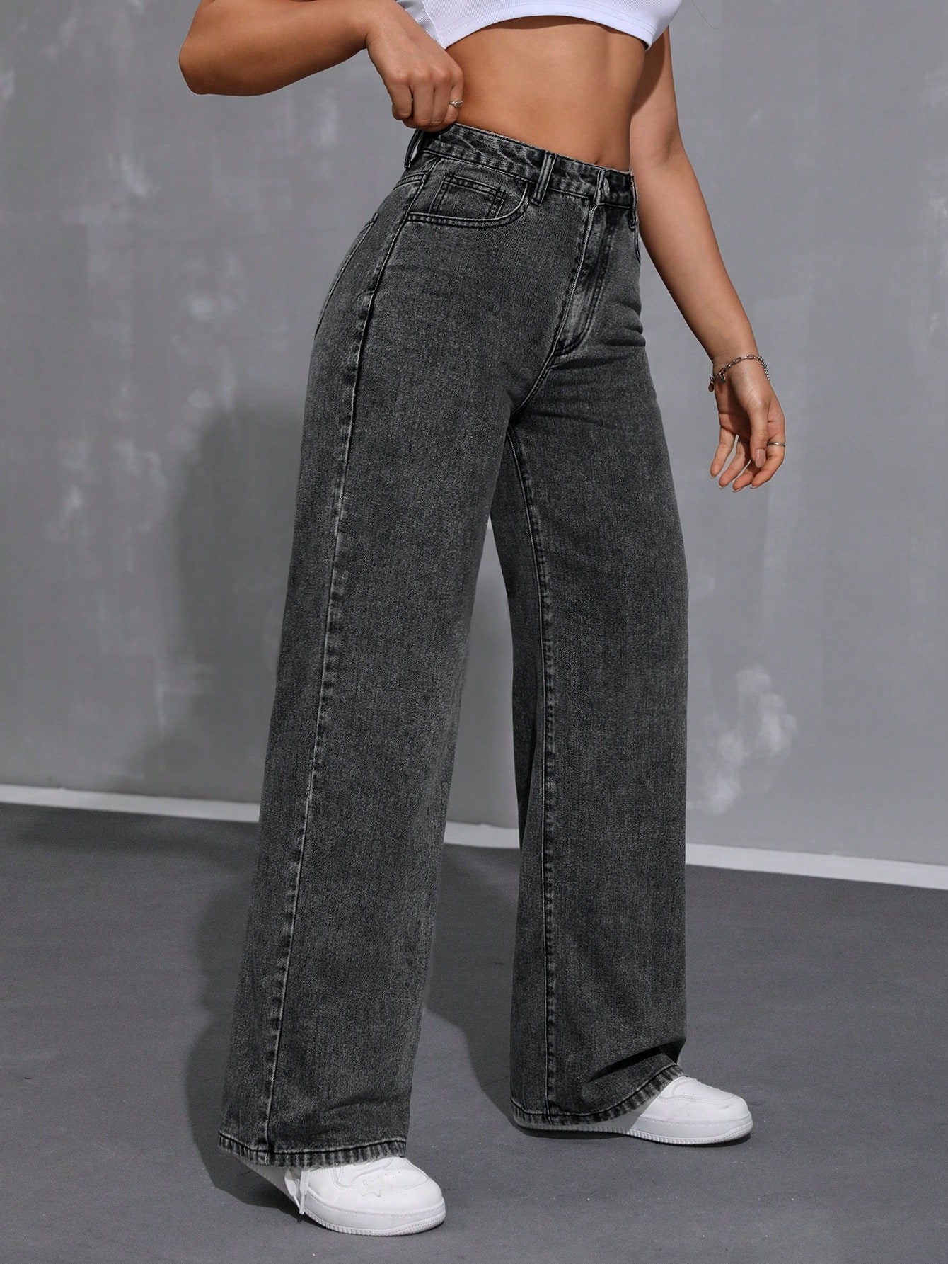 SHEIN EZwear Womens Wide Leg Loose Fit Casual Denim Pants With Pockets SHEIN EUR main 4