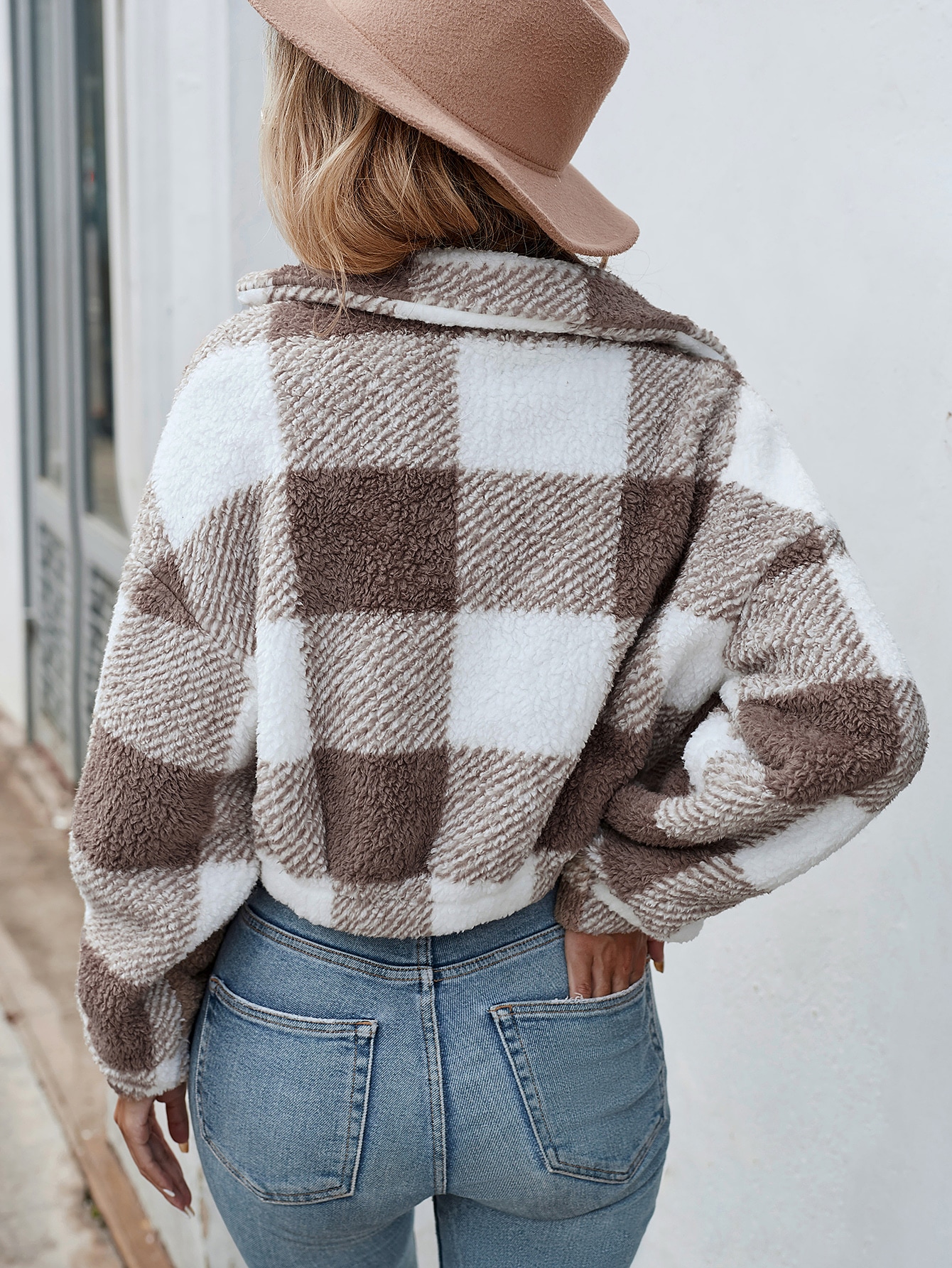 SHEIN Essnce Plaid Drop Shoulder Zipper Flannel Jacket SHEIN EUR main 1