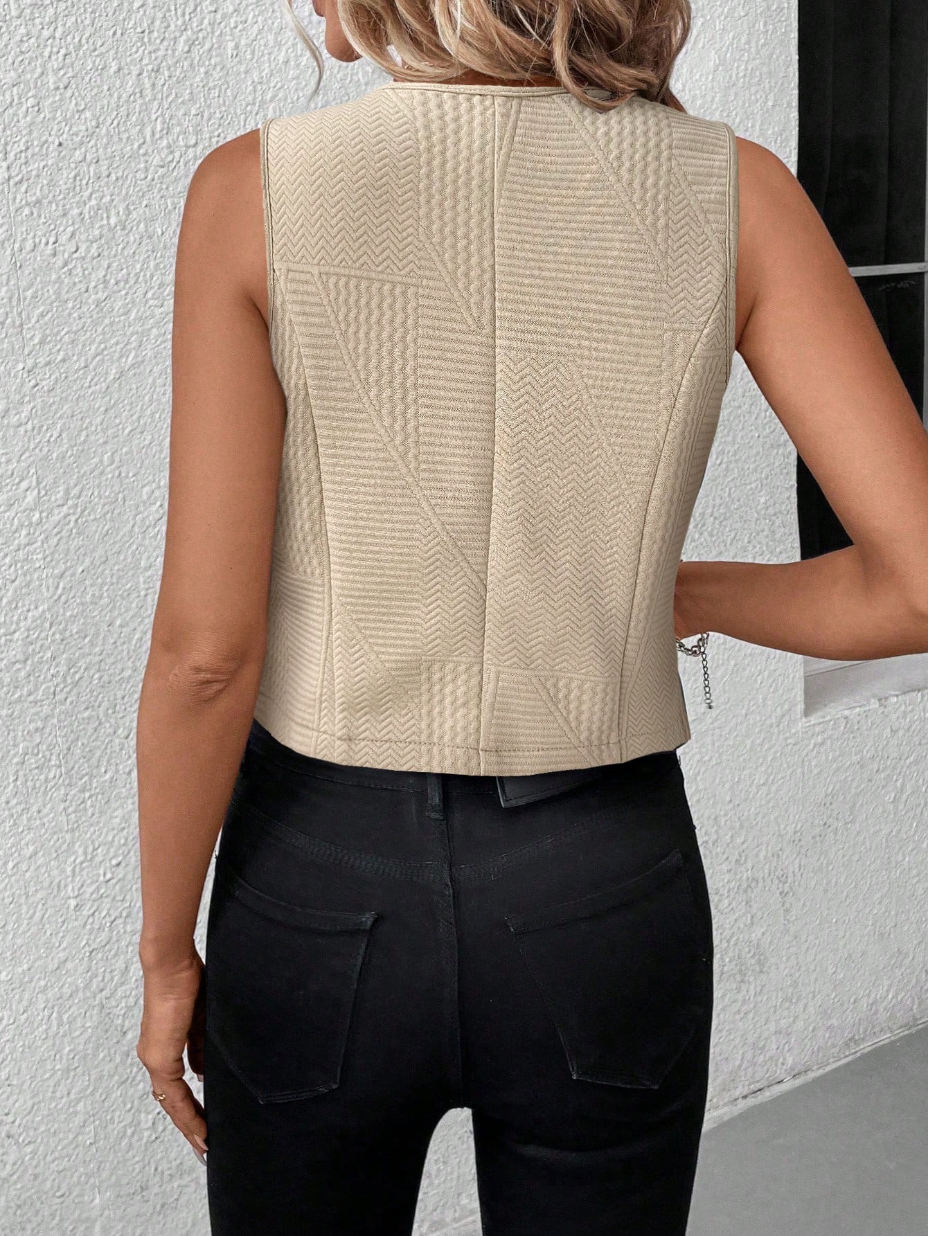 SHEIN LUNE 2024 Women Khaki V Neck Slim Fit Vest AutumnWinter New Arrival SHEIN EUR main 1