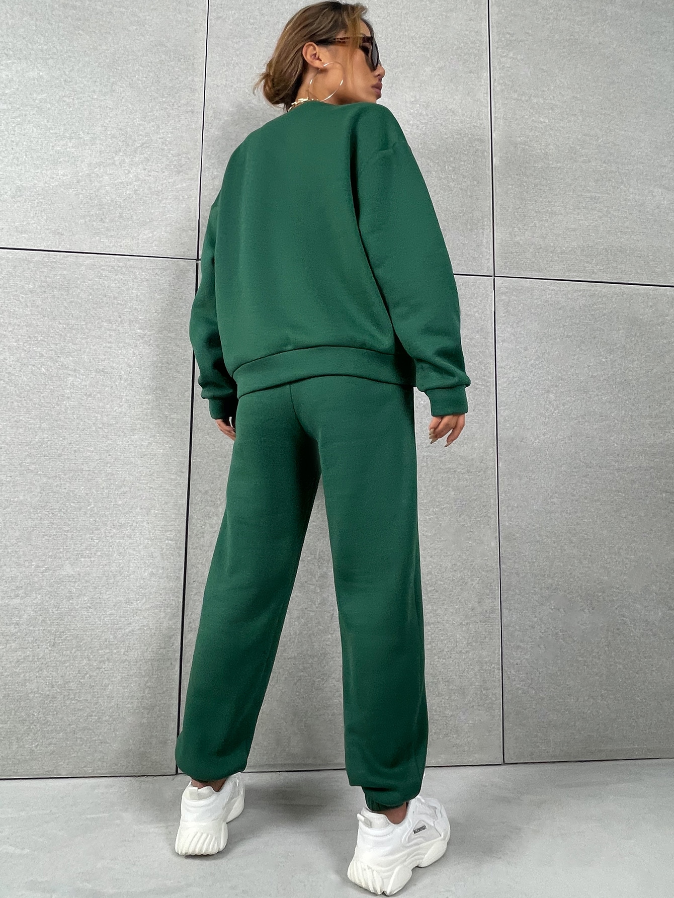 SHEIN MOOSTA Solid Drop Shoulder Sweatshirt Sweatpants SHEIN EUR main 1