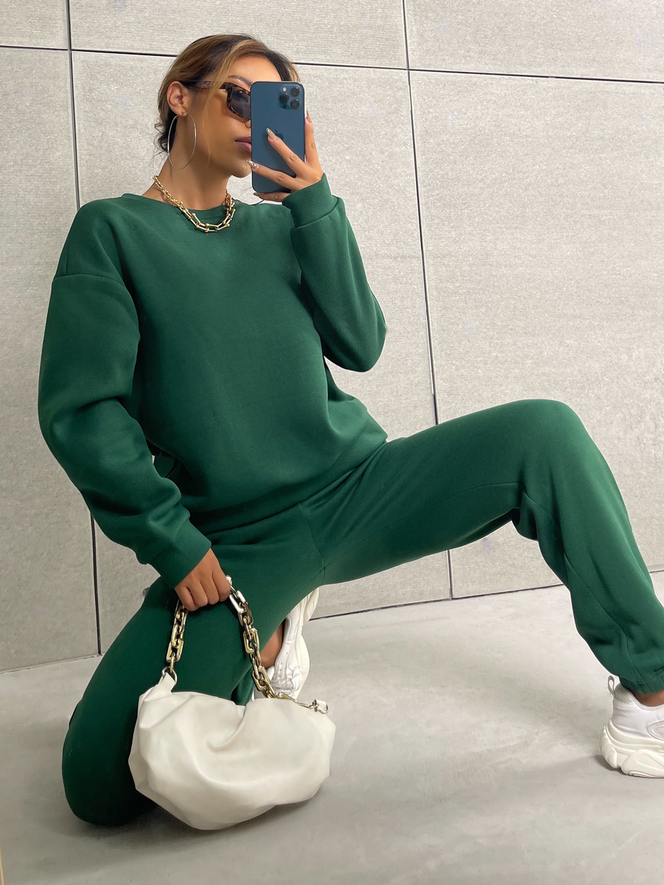 SHEIN MOOSTA Solid Drop Shoulder Sweatshirt Sweatpants SHEIN EUR main 2