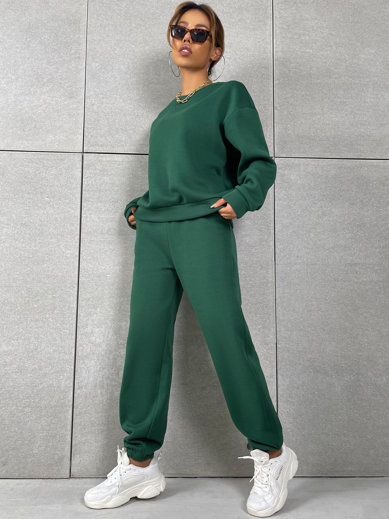 SHEIN MOOSTA Solid Drop Shoulder Sweatshirt Sweatpants SHEIN EUR main 3