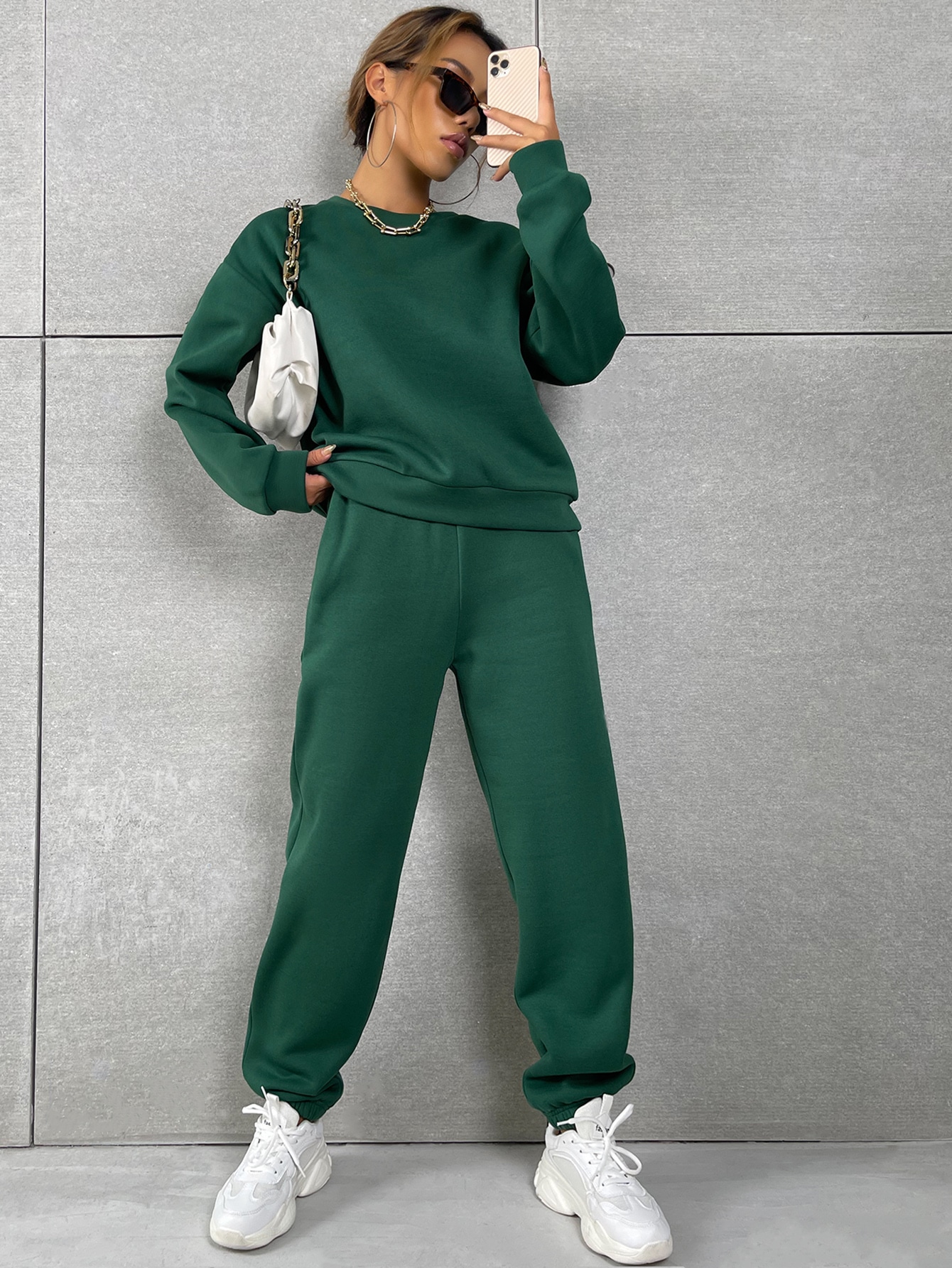 SHEIN MOOSTA Solid Drop Shoulder Sweatshirt Sweatpants SHEIN EUR main 4