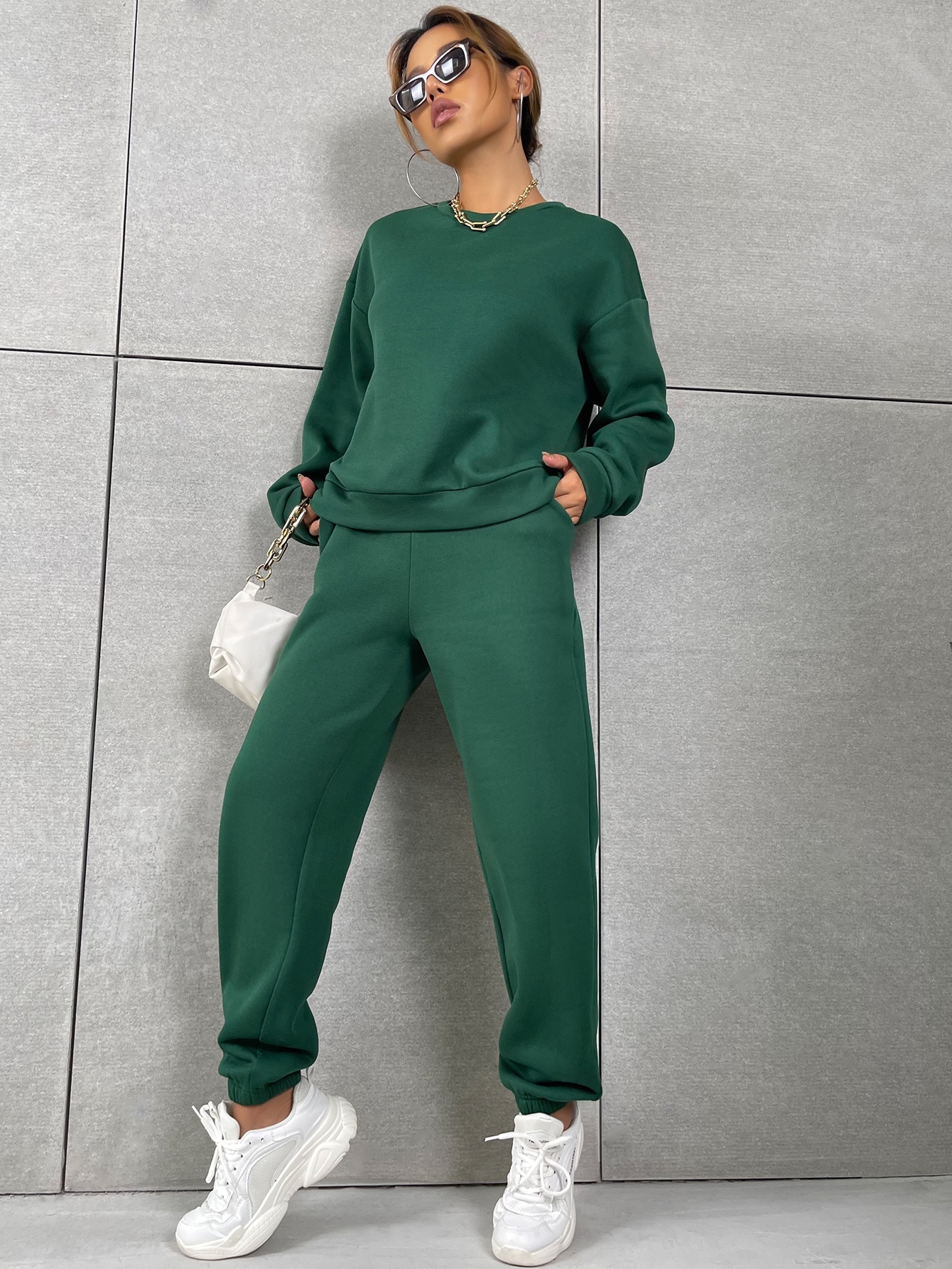 SHEIN MOOSTA Solid Drop Shoulder Sweatshirt Sweatpants SHEIN EUR main 5