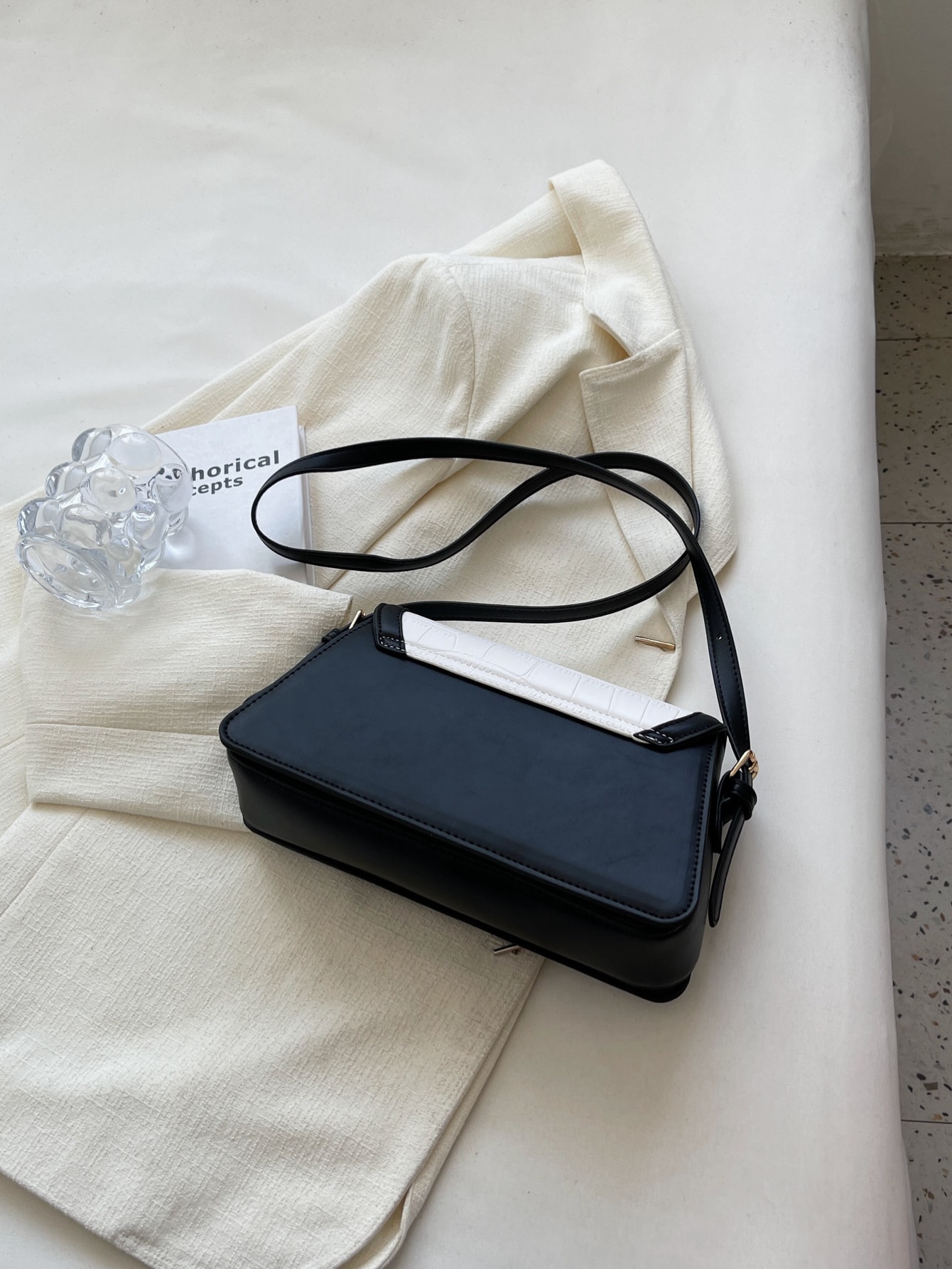 1pc Fashionable Color Block Crocodile Pattern Diamond Checkered Flap Zipper Vintage Simple Shoulder Bag Ideal For Daily Use SHEIN EUR main 1