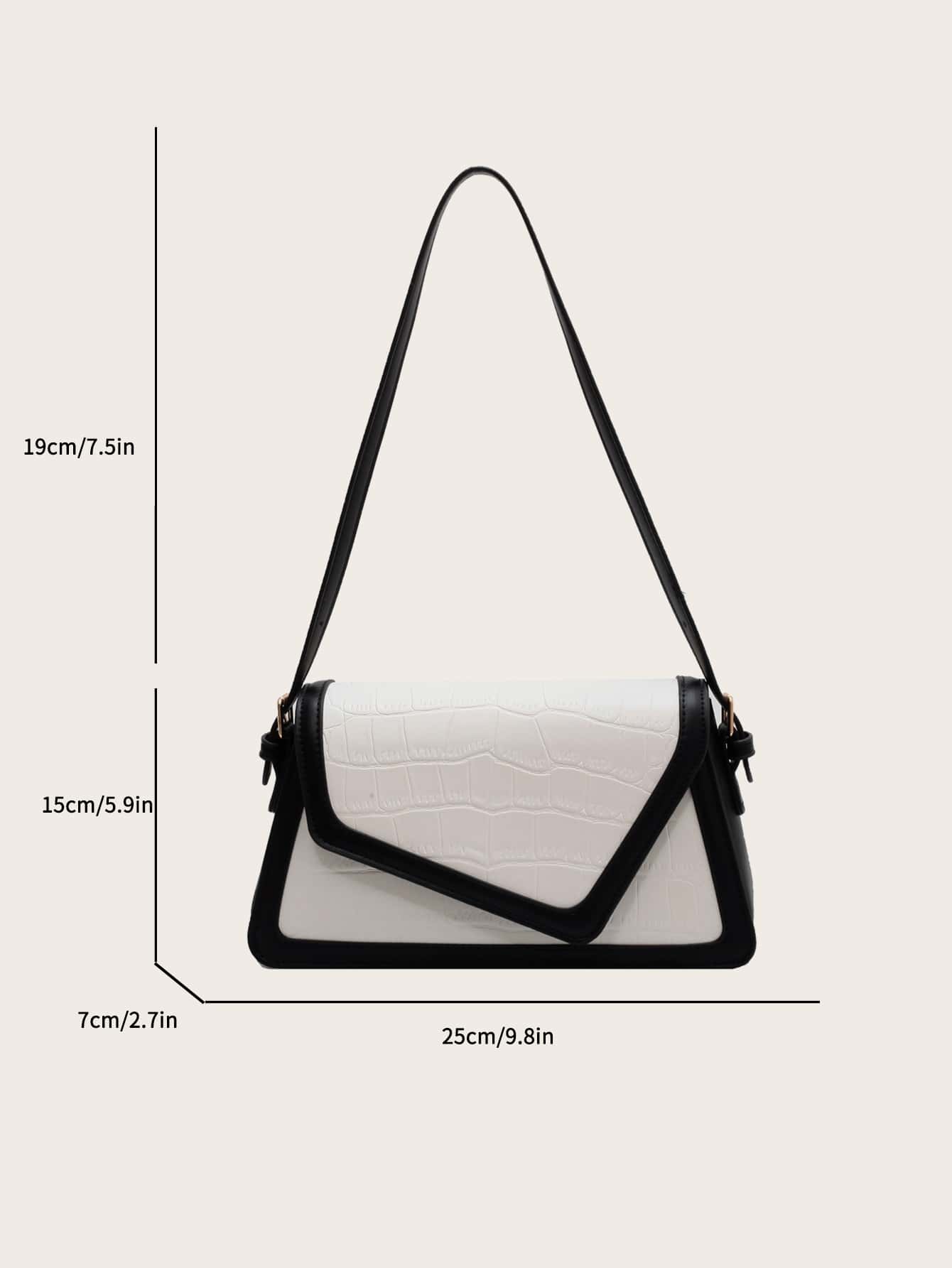 1pc Fashionable Color Block Crocodile Pattern Diamond Checkered Flap Zipper Vintage Simple Shoulder Bag Ideal For Daily Use SHEIN EUR main 6
