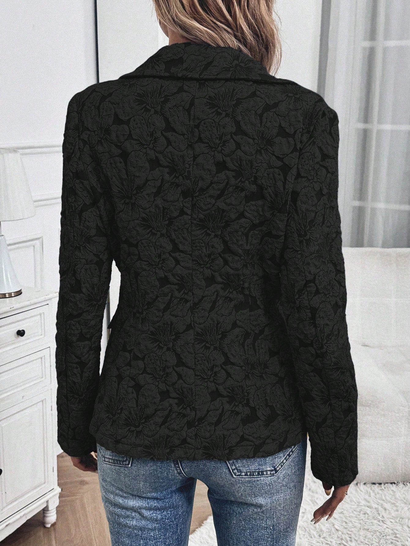 SHEIN Clasi Women Floral Jacquard Lapel Neck Long Sleeve Elegant Blazer Jacket Autumn SHEIN EUR main 1